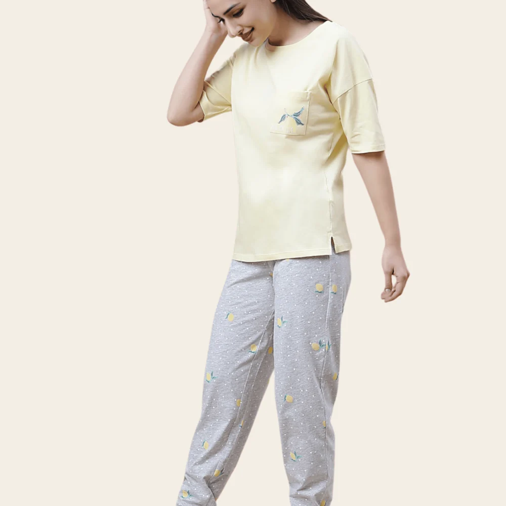 Lemon Print Short-Sleeve Pyjama Set