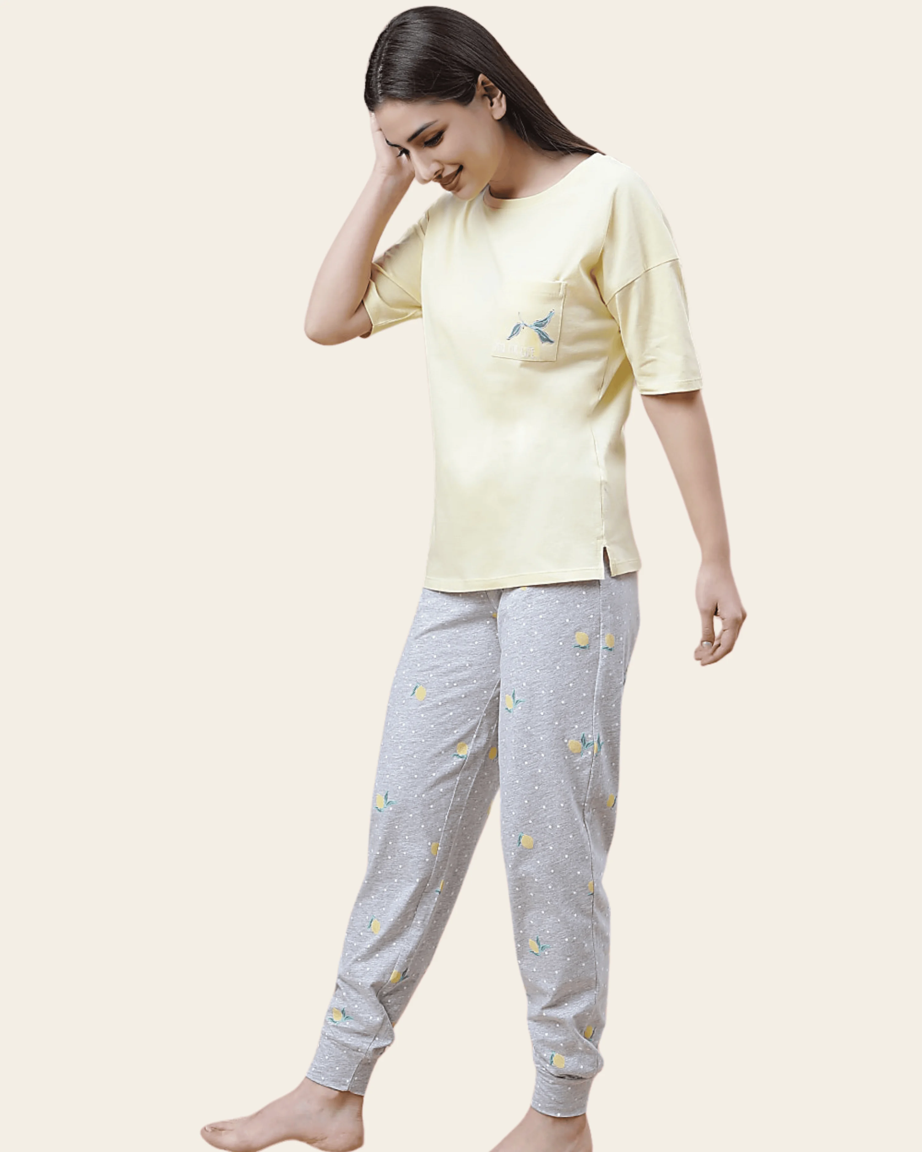 Lemon Print Short-Sleeve Pyjama Set