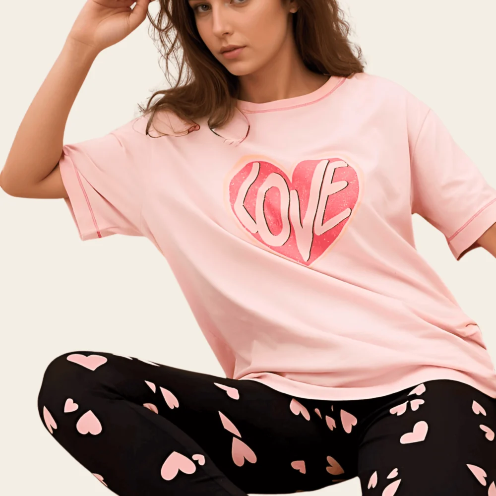 Heartfelt Cotton Rich Pajama Set (Order one size smaller)