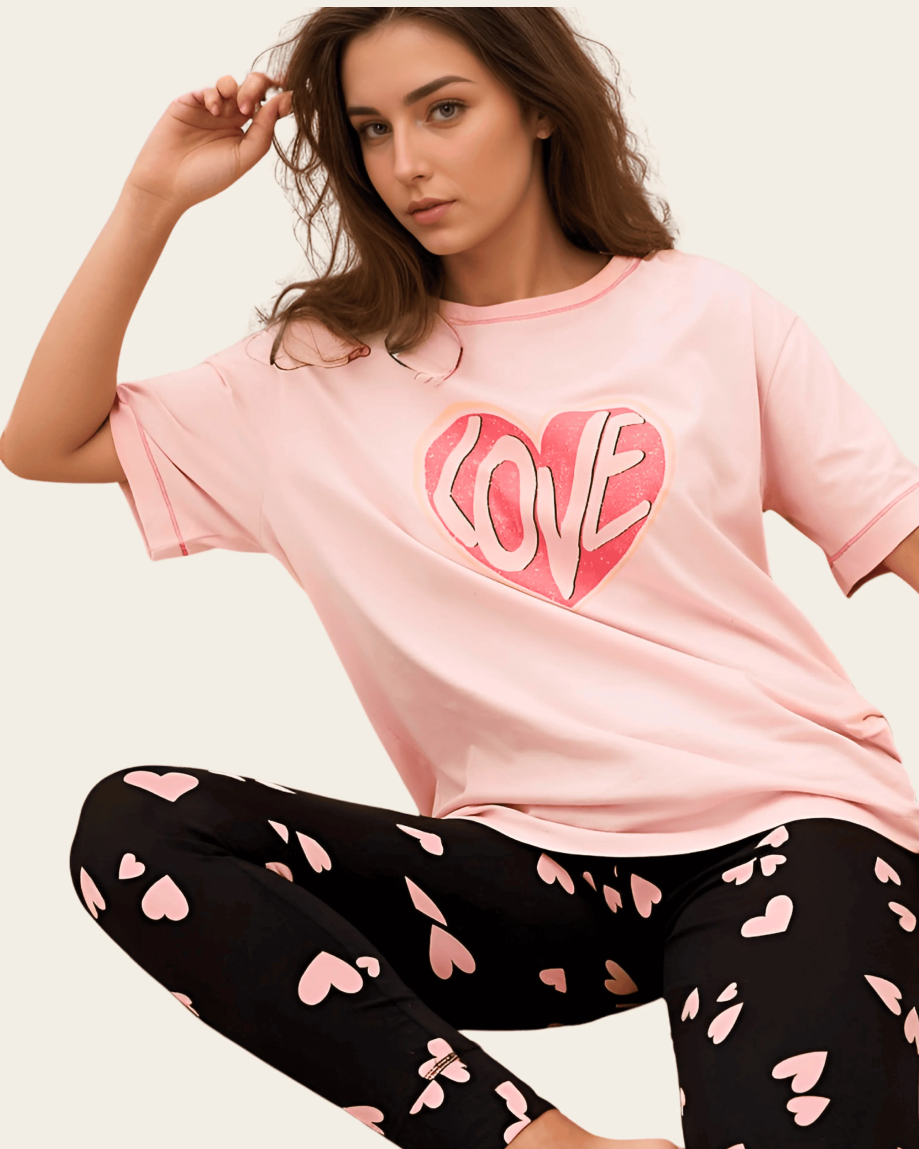 Heartfelt Cotton Rich Pajama Set (Order one size smaller)