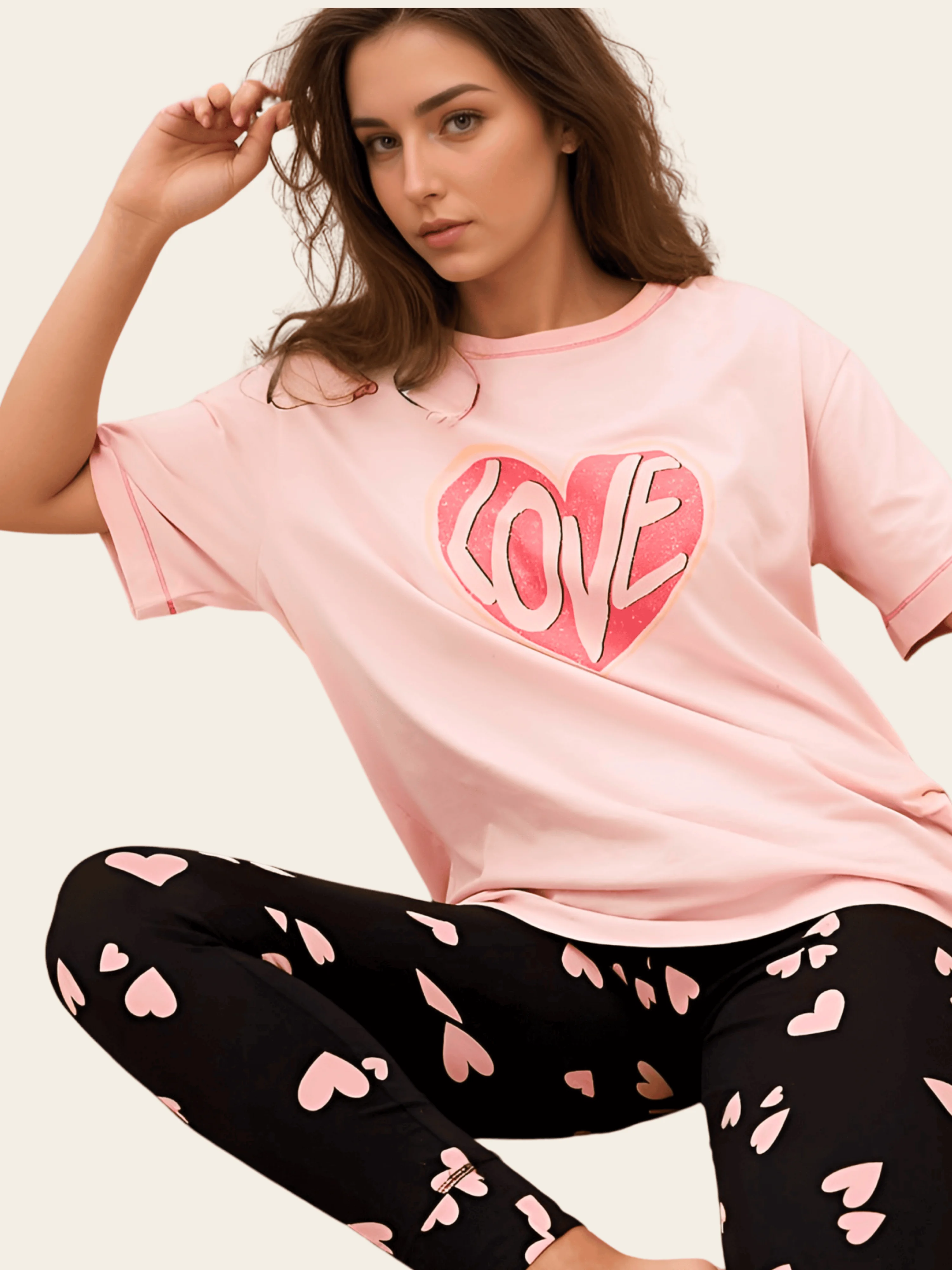 Heartfelt Cotton Rich Pajama Set (Order one size smaller)