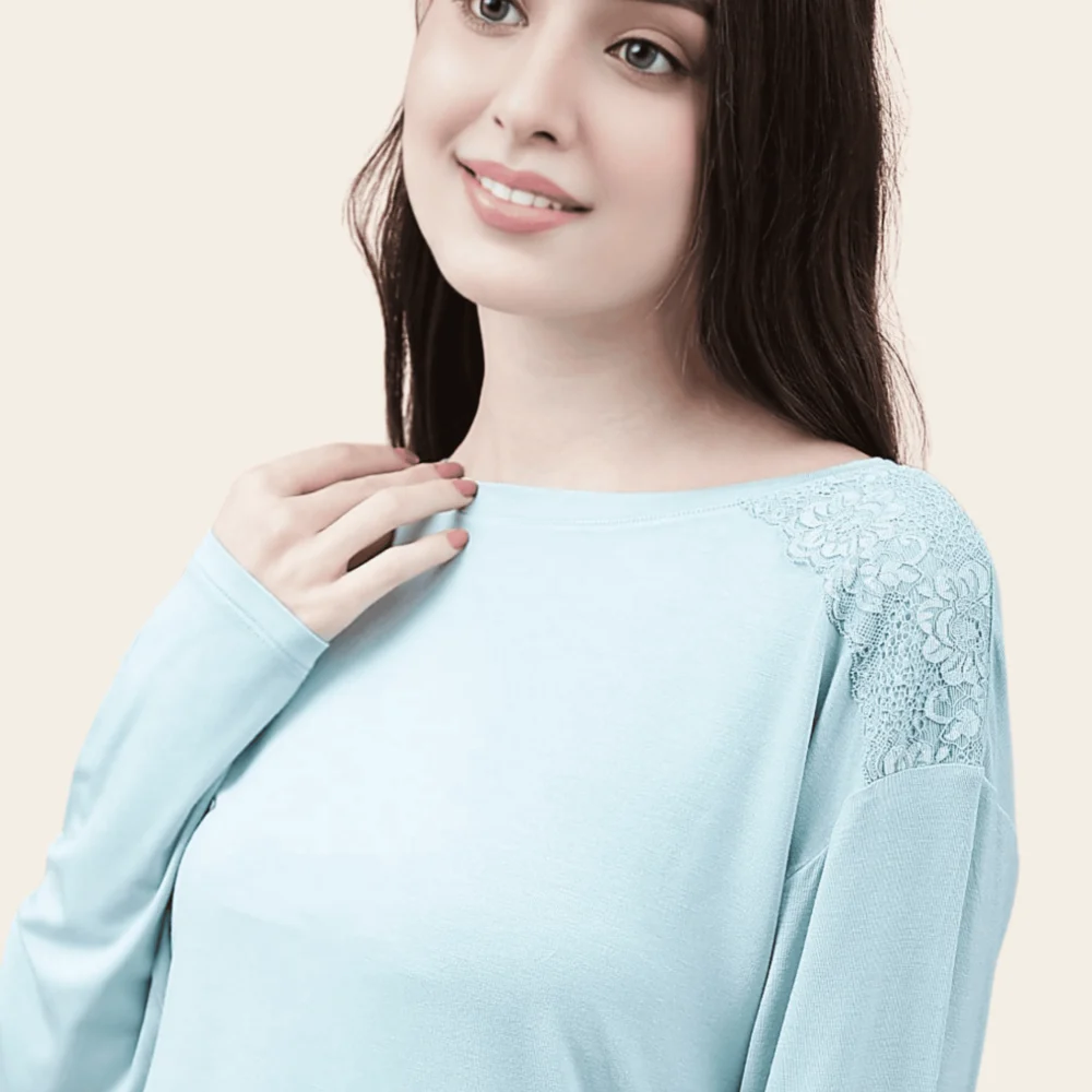 Viscose Blend Lace Relaxed-Fit Pyjama Set