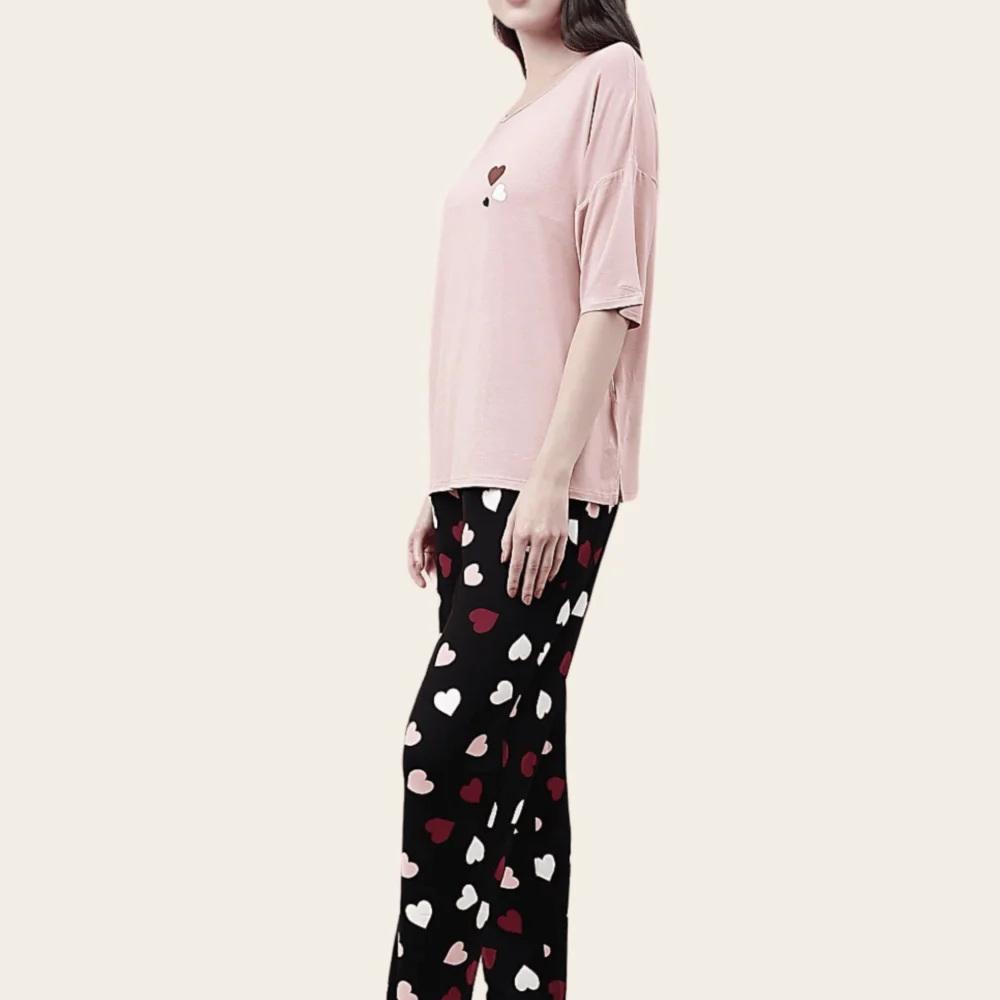 Viscose Blend Sweetheart Pyjama Set