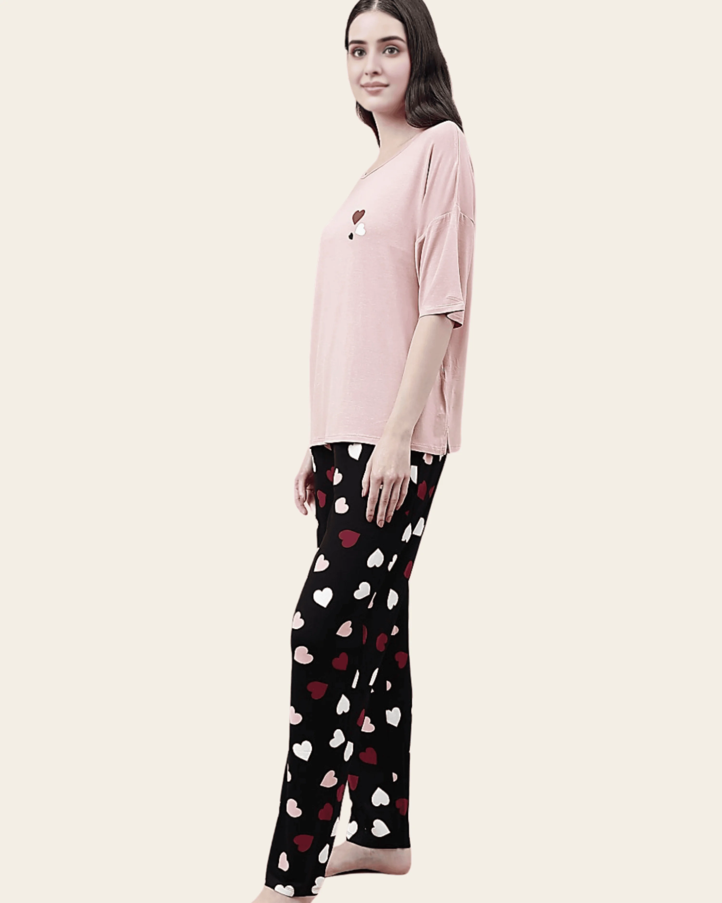 Viscose Blend Sweetheart Pyjama Set