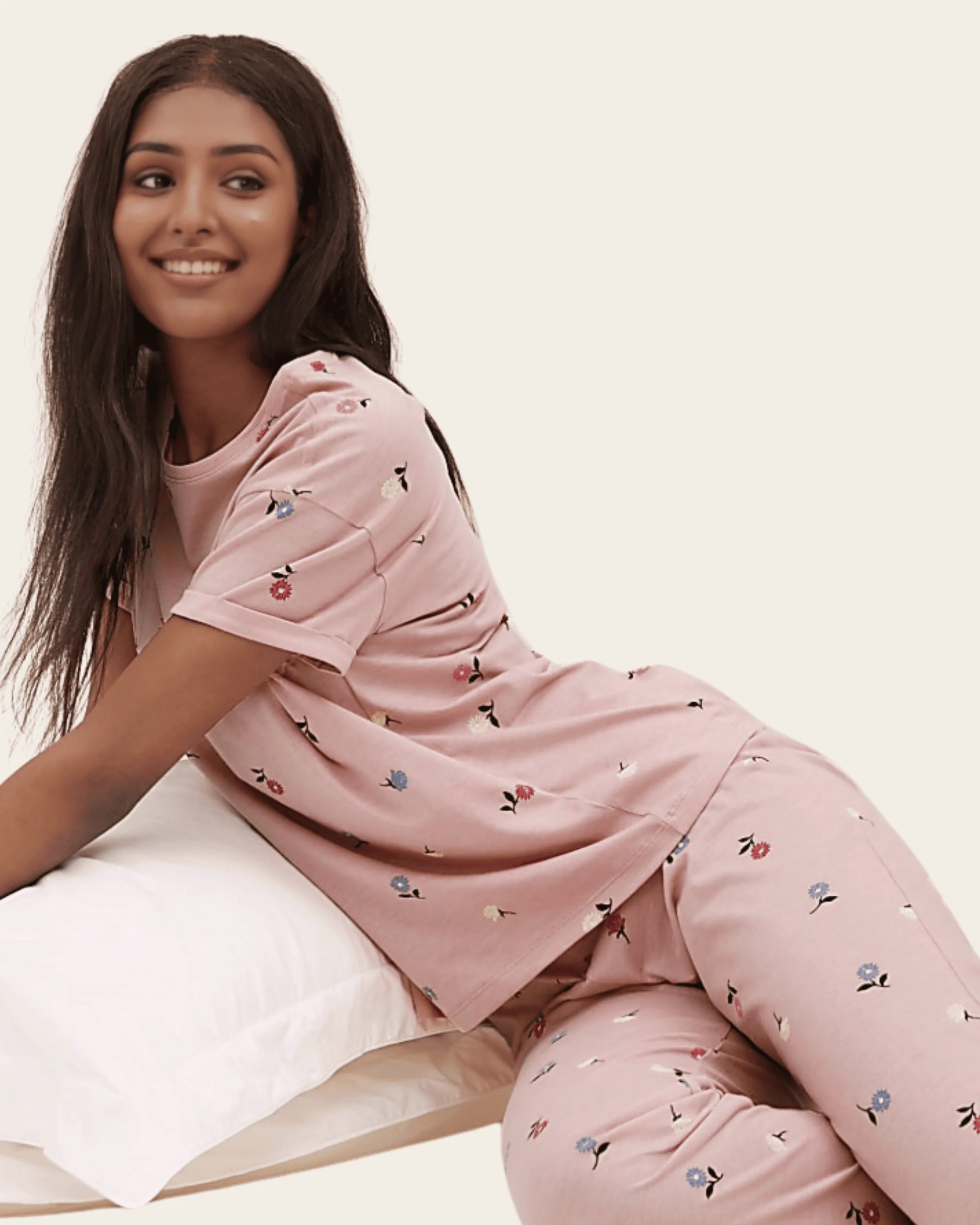 Cotton Bloom Pink Floral Pyjama Set