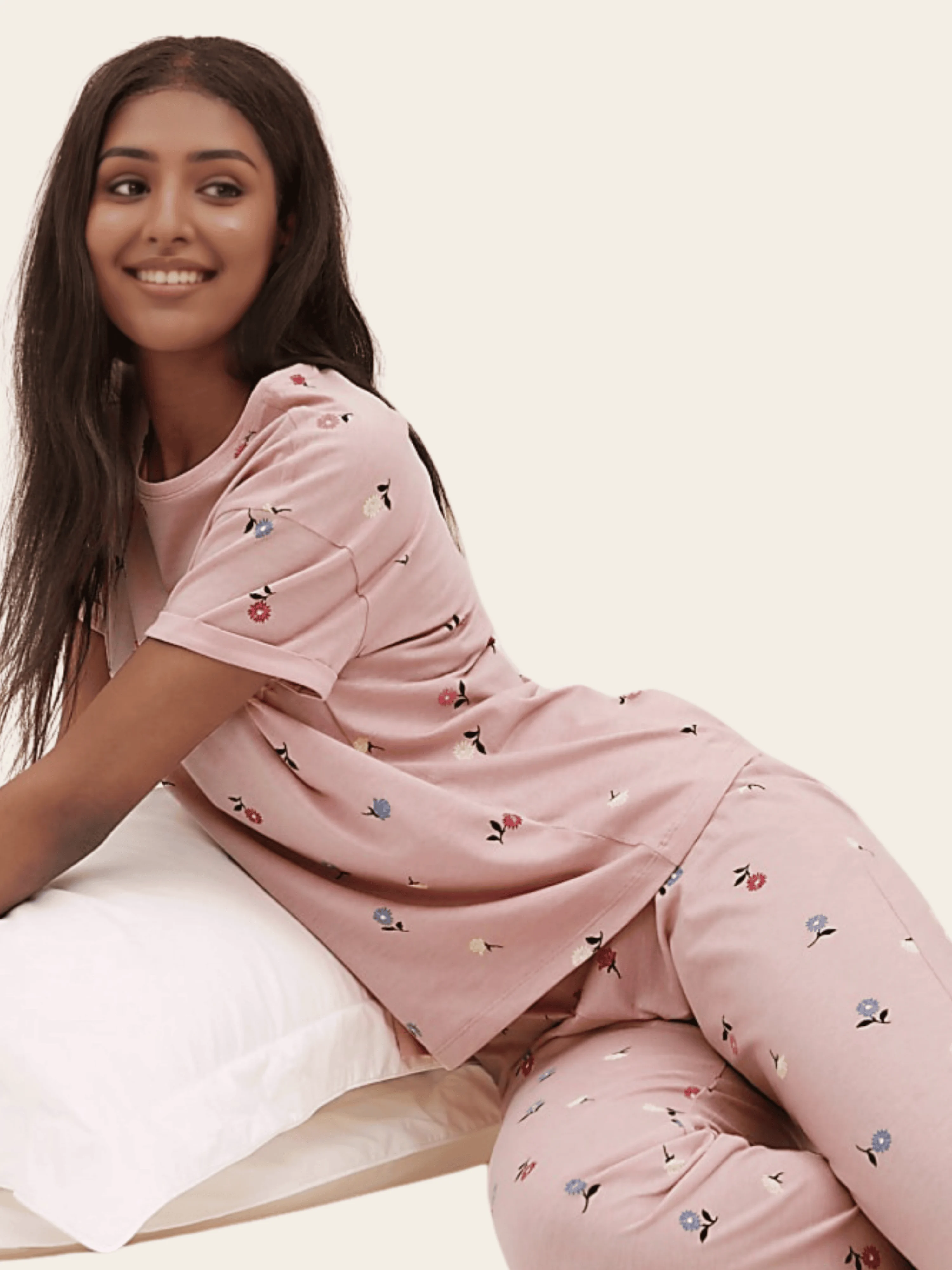 Cotton Bloom Pink Floral Pyjama Set