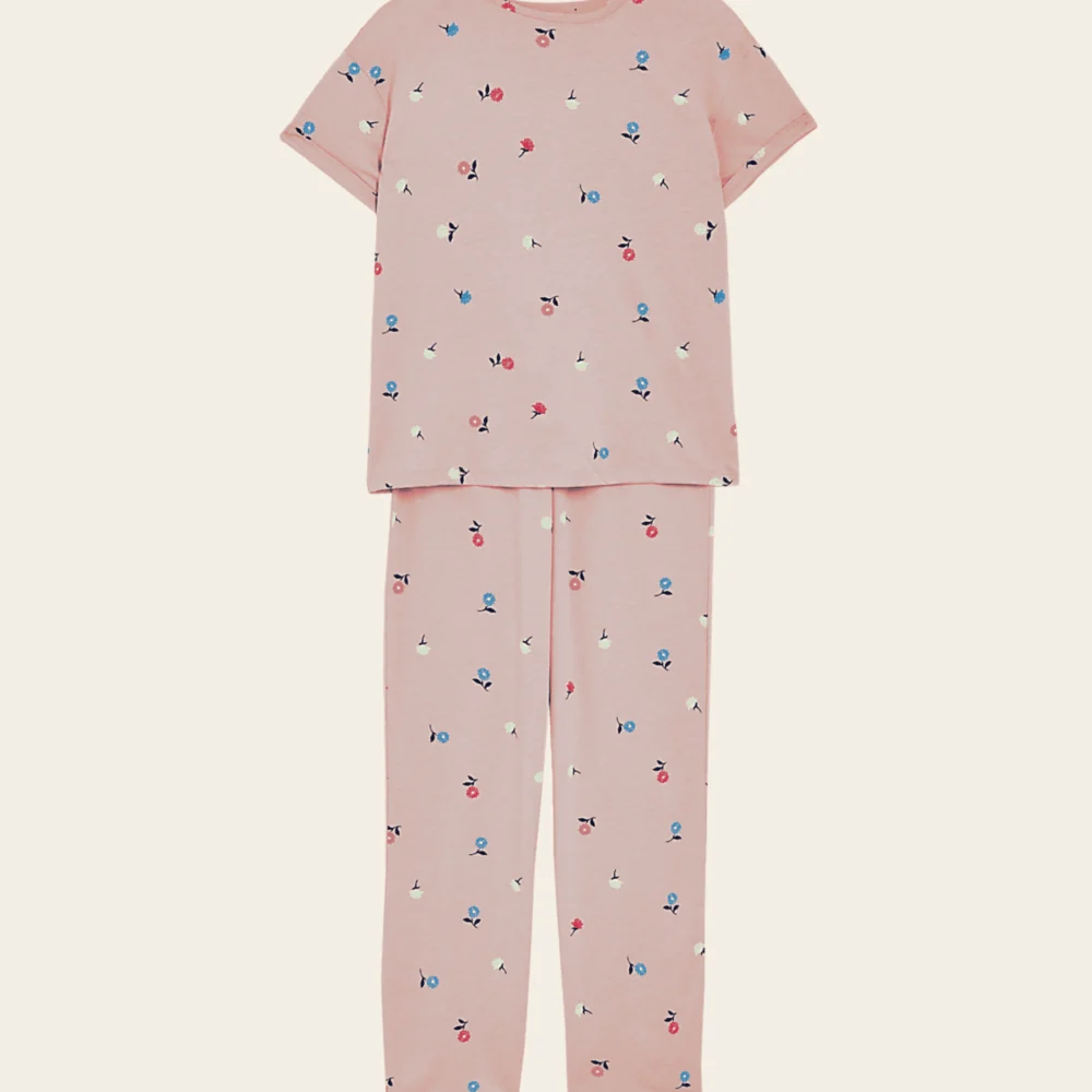 Cotton Bloom Pink Floral Pyjama Set