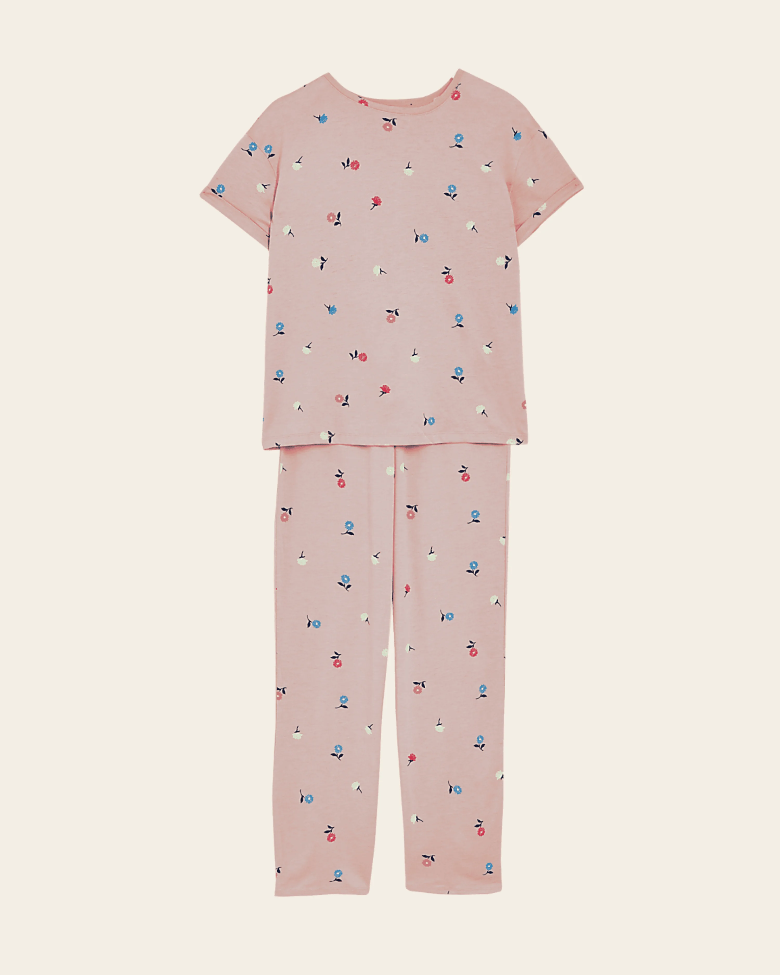 Cotton Bloom Pink Floral Pyjama Set
