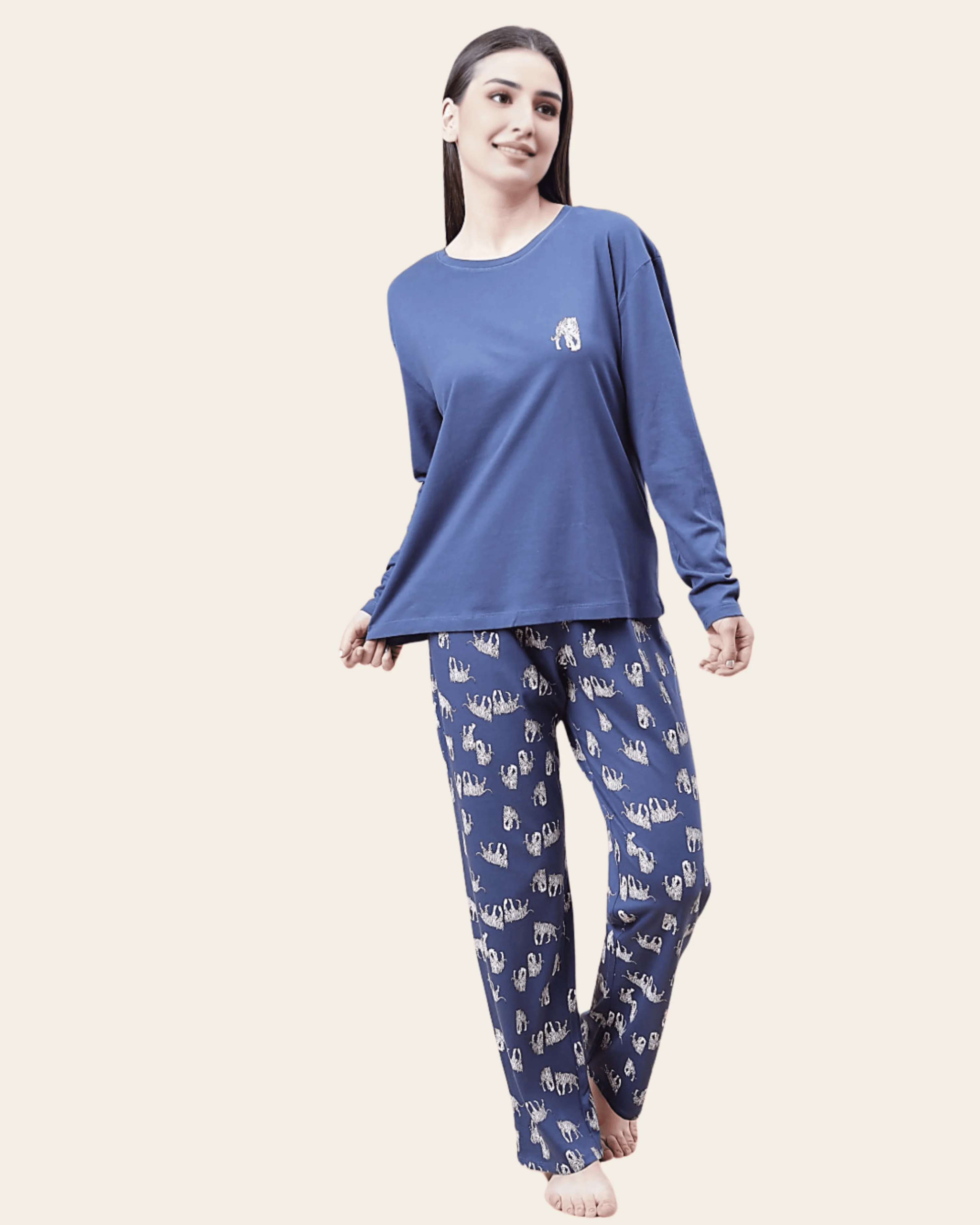 Pure Cotton Blue Cotton Comfort Pyjama Set
