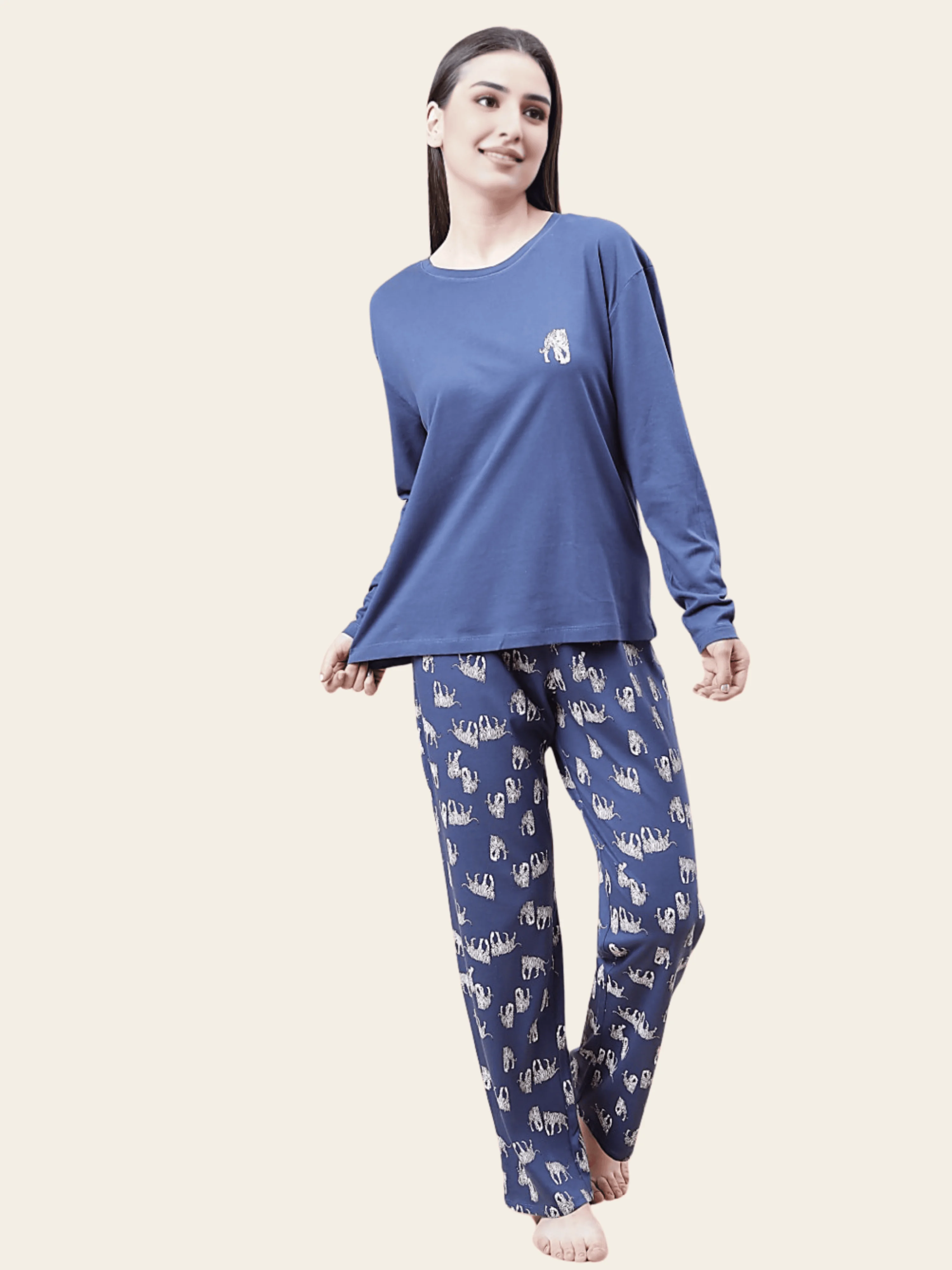Pure Cotton Blue Cotton Comfort Pyjama Set