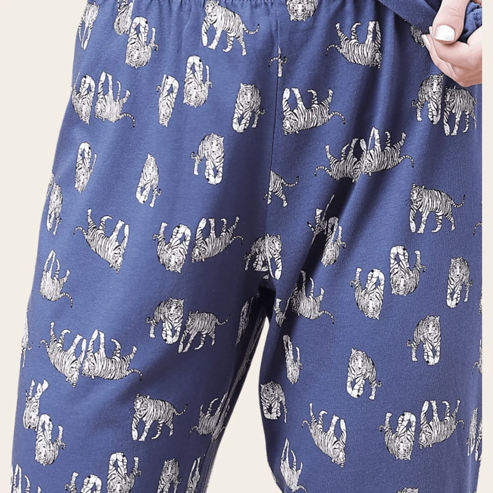 Pure Cotton Blue Cotton Comfort Pyjama Set