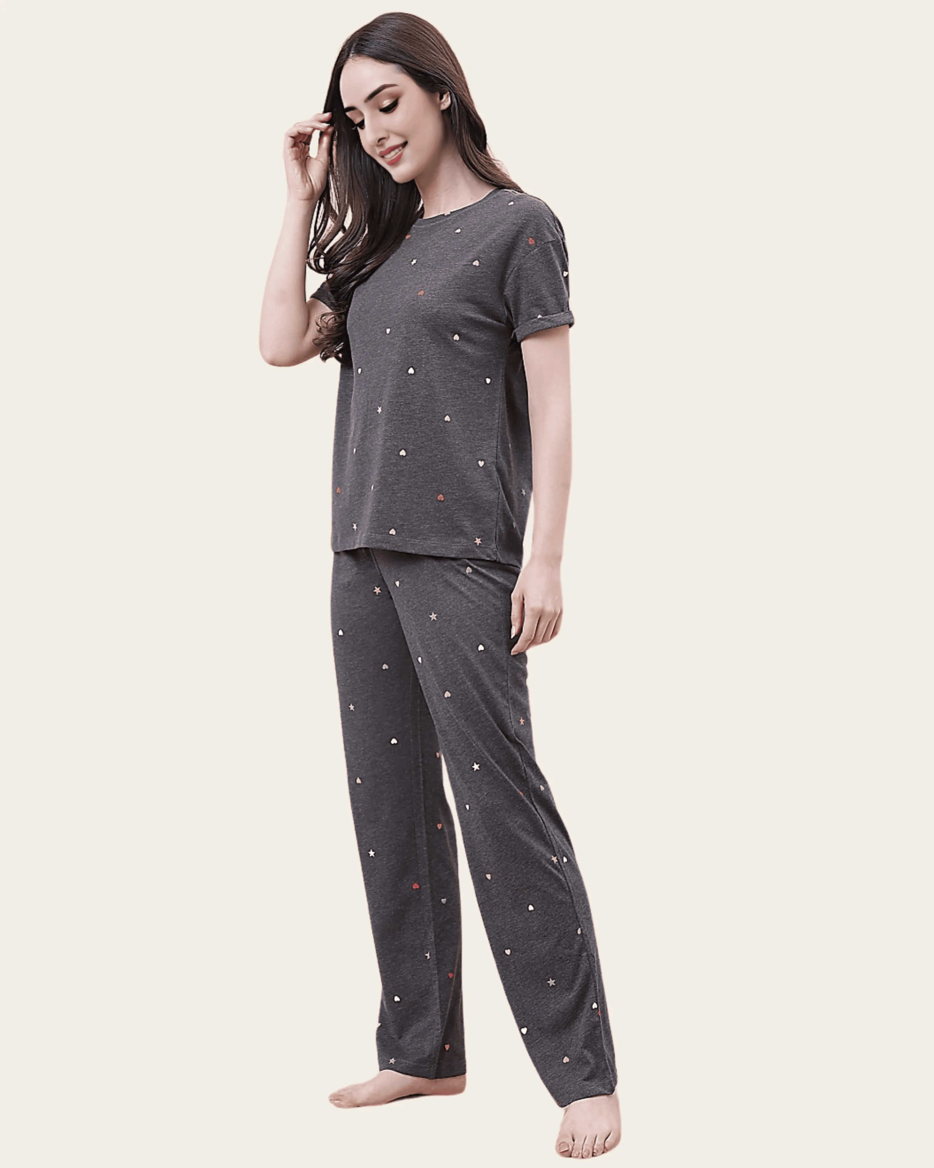 Charcoal Star Print Lounge Set