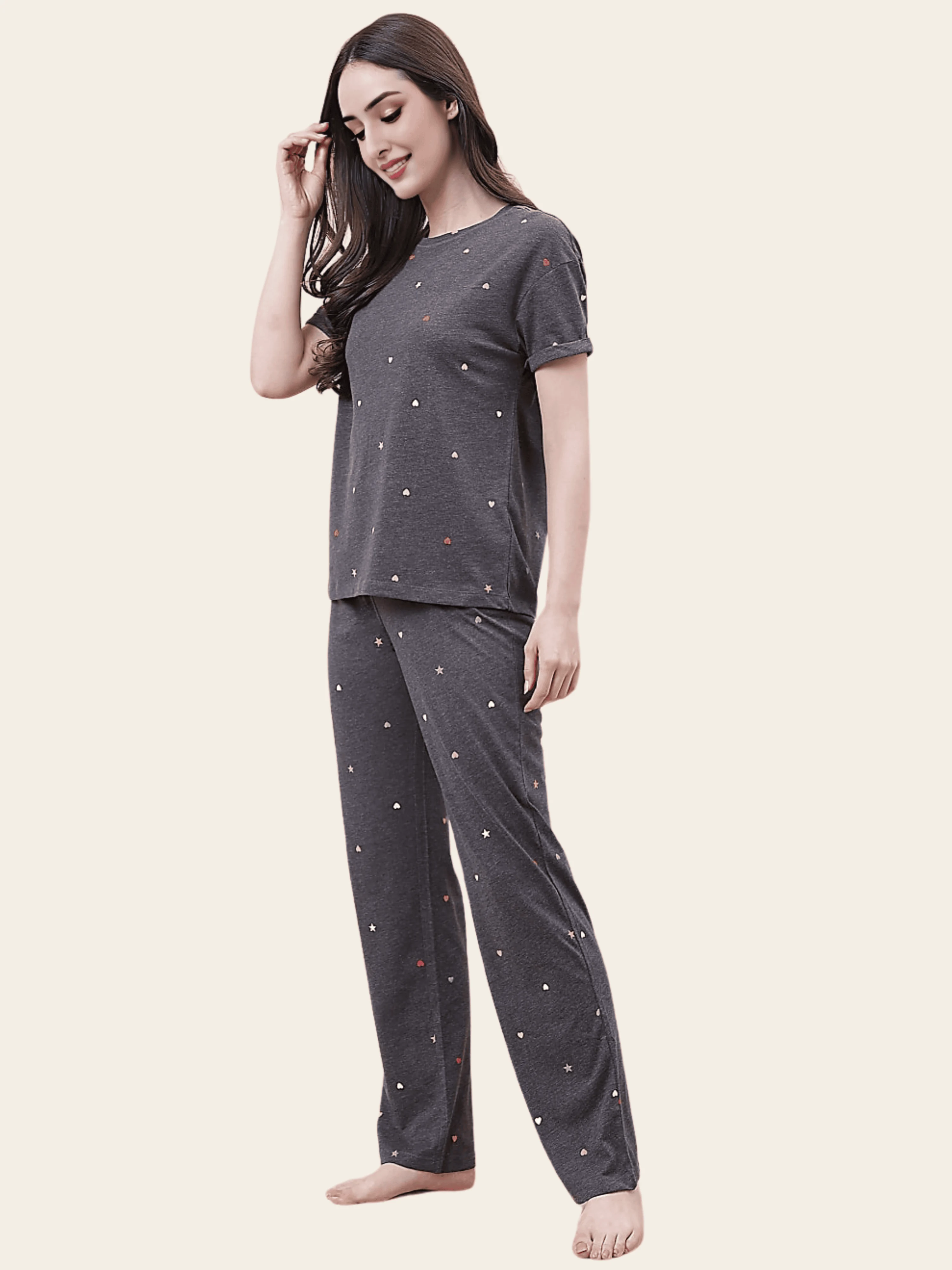 Charcoal Star Print Lounge Set
