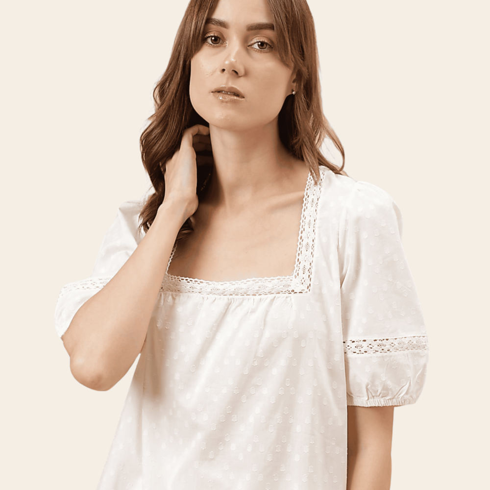 Vintage White Cotton Lace Shortie Set