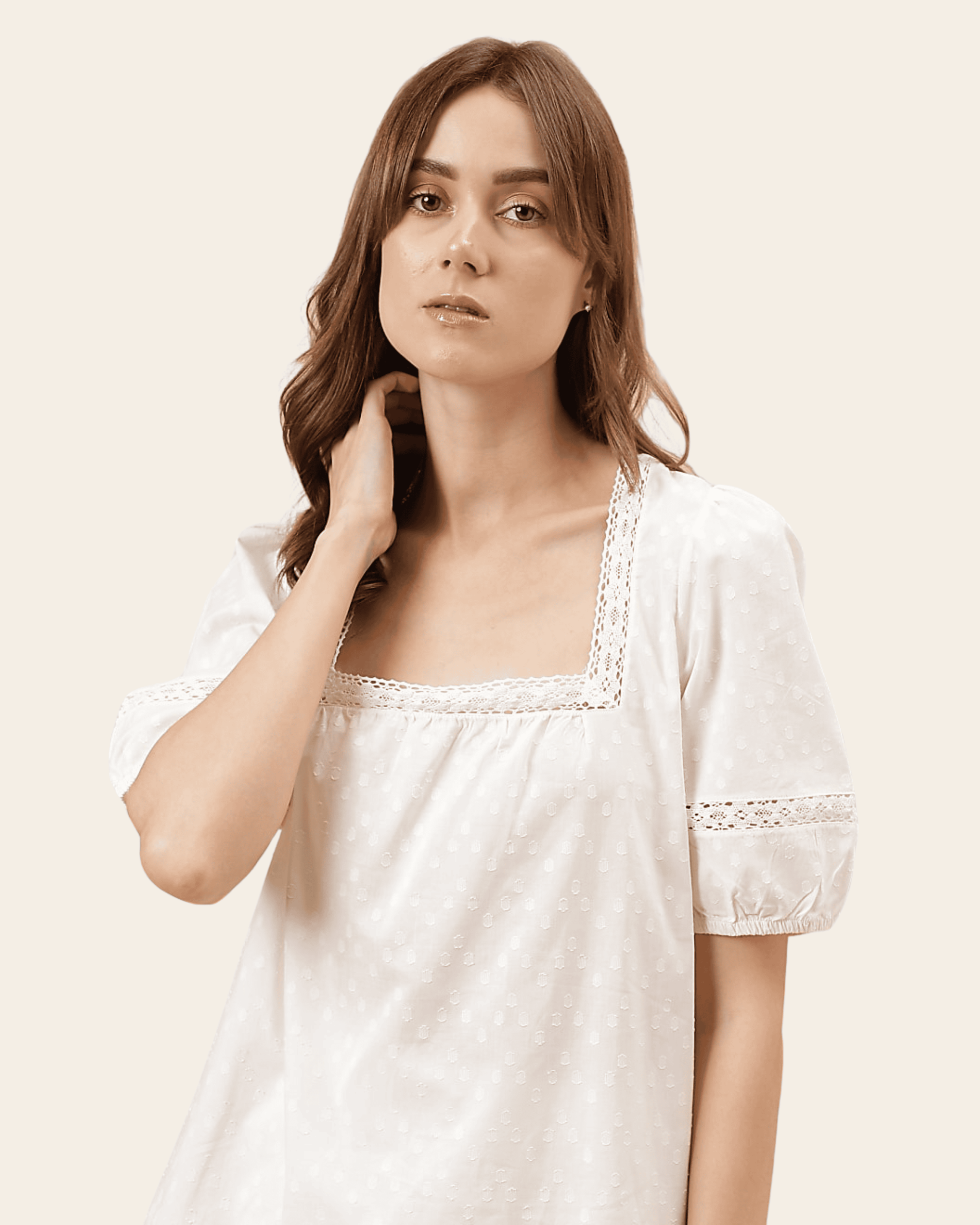 Vintage White Cotton Lace Shortie Set