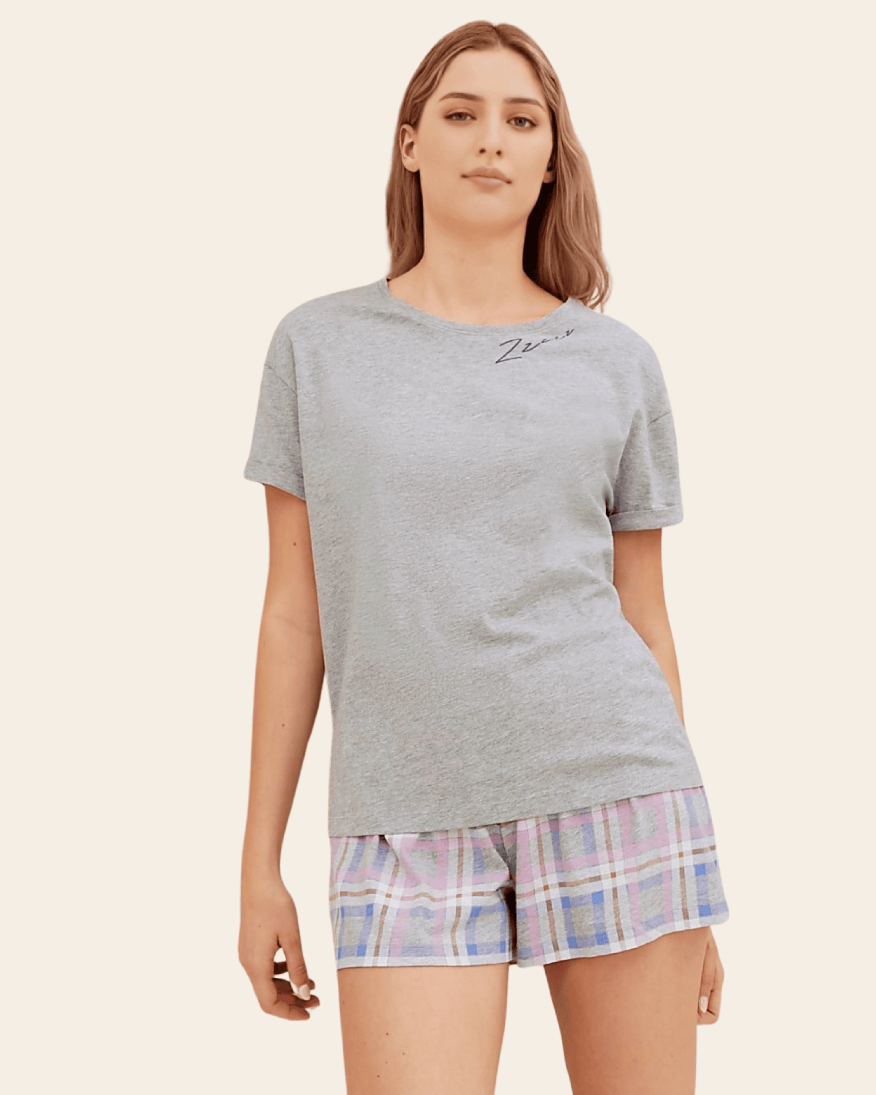 Grey Check Lounge Set