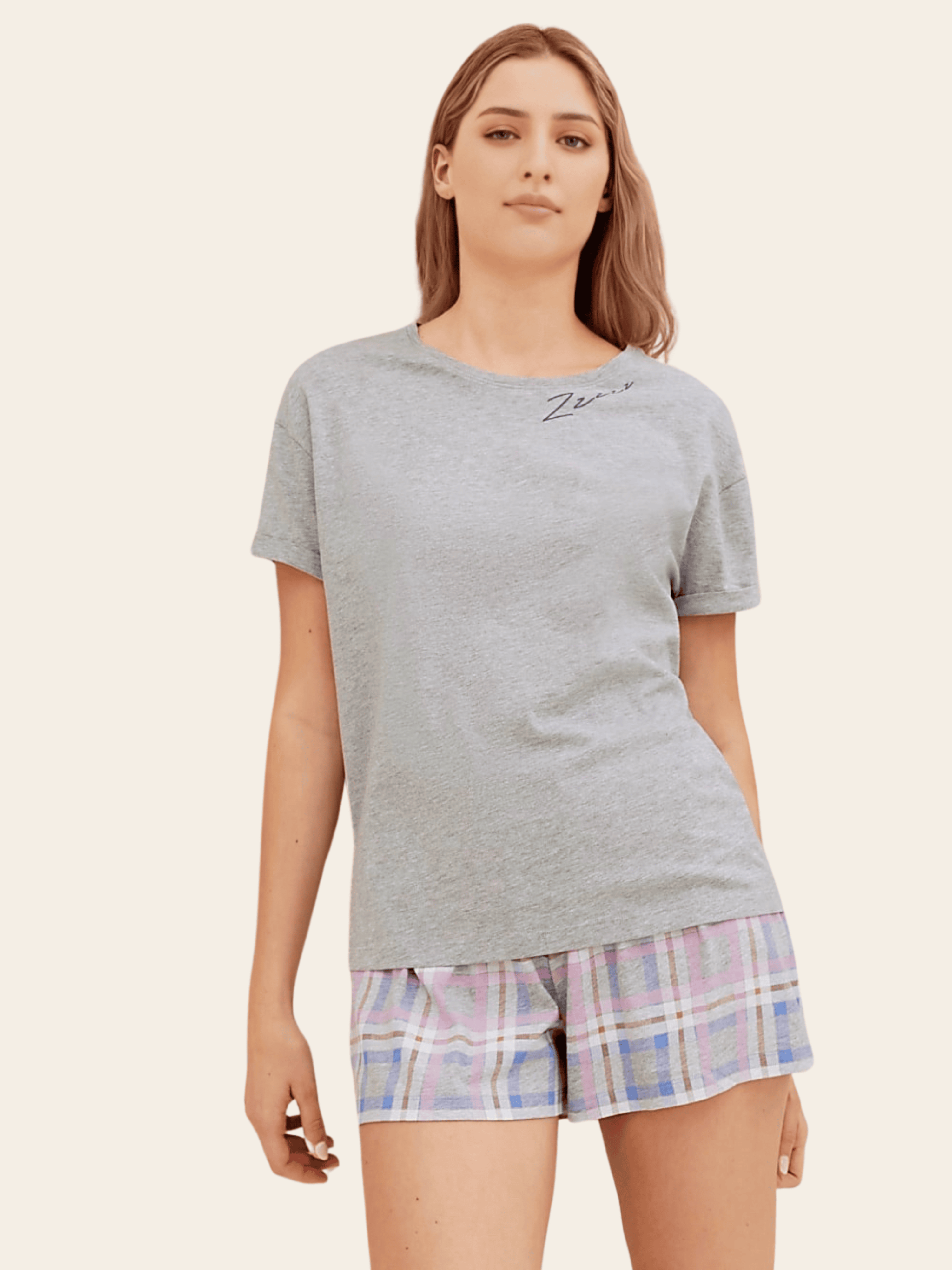 Grey Check Lounge Set