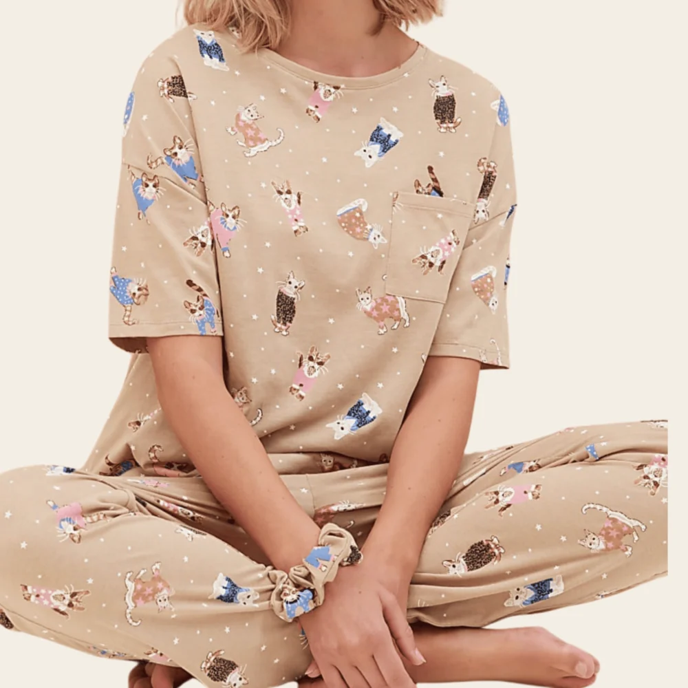 Amber Cat Nap Cotton Pyjama Set