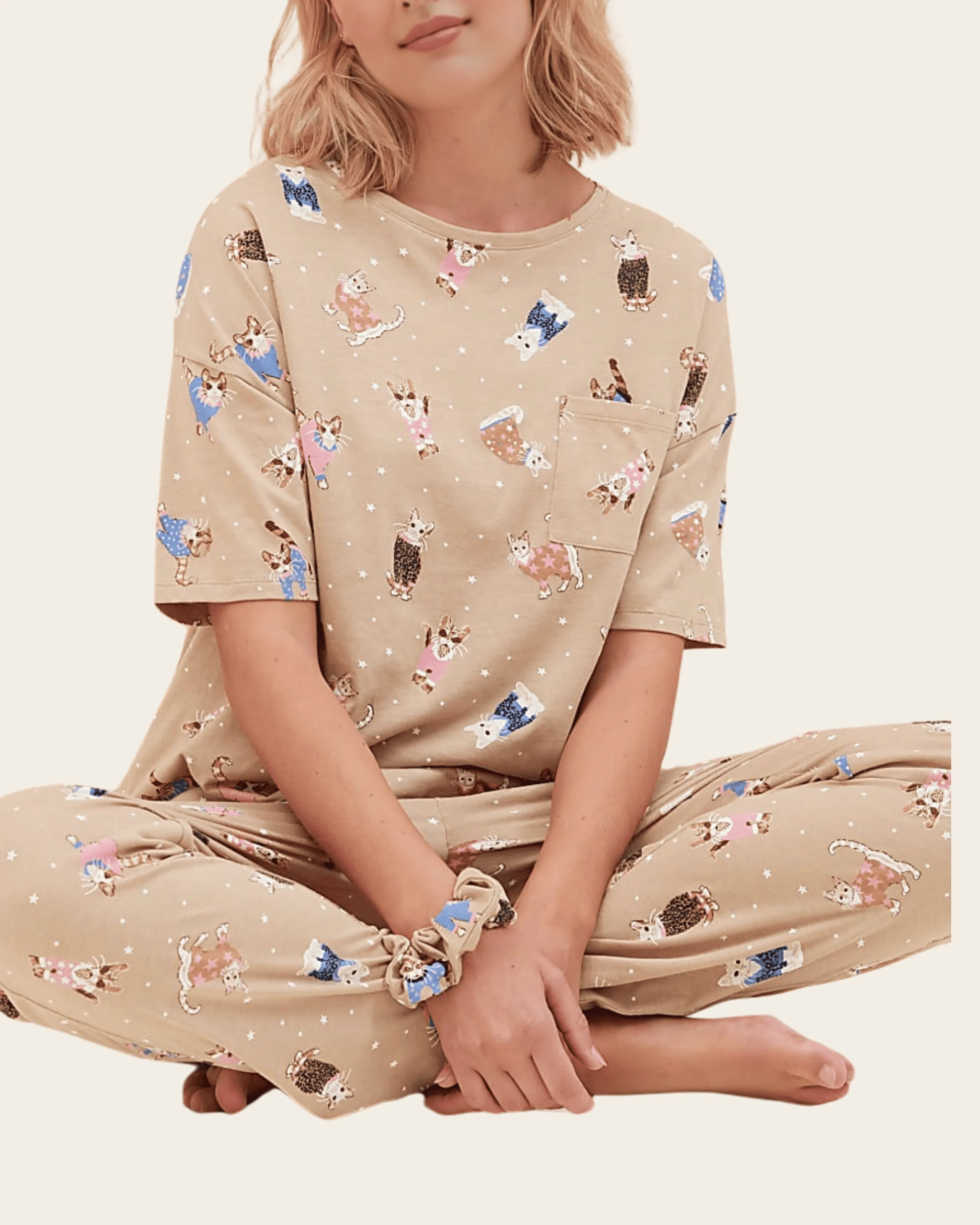 Amber Cat Nap Cotton Pyjama Set