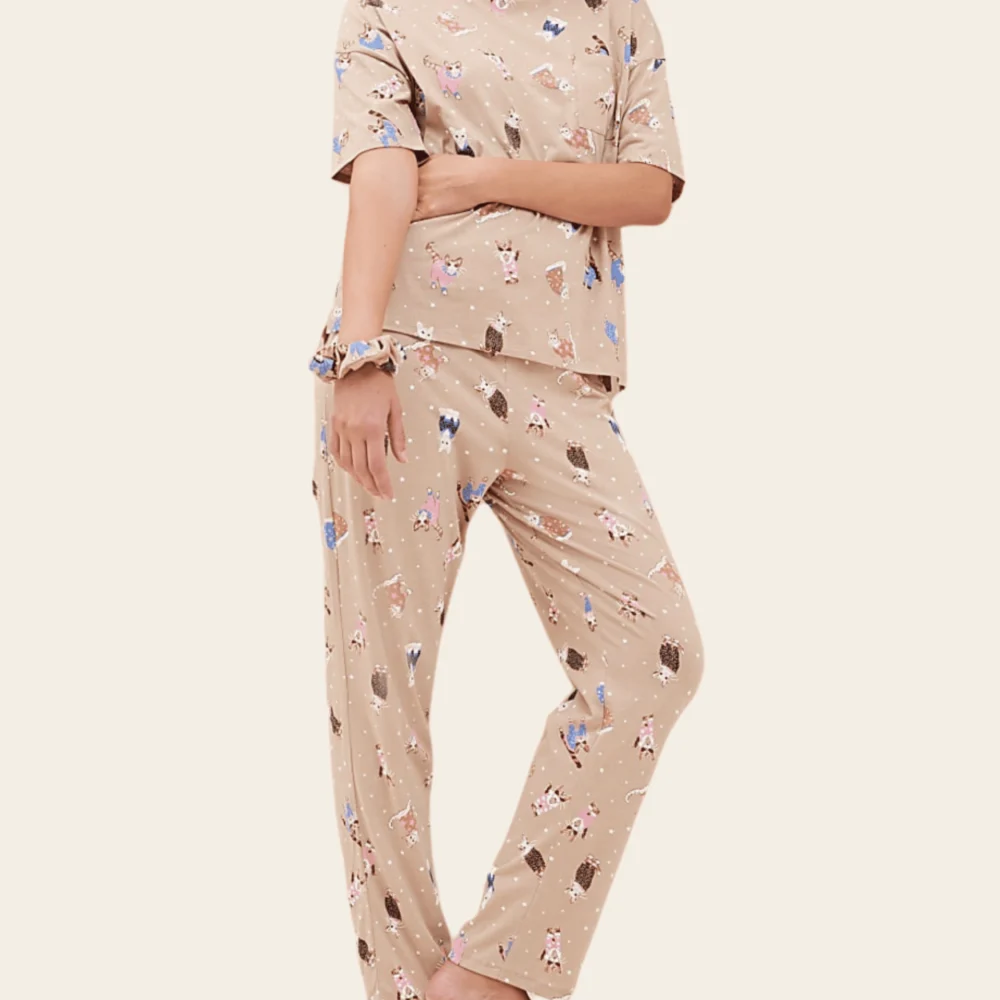 Amber Cat Nap Cotton Pyjama Set