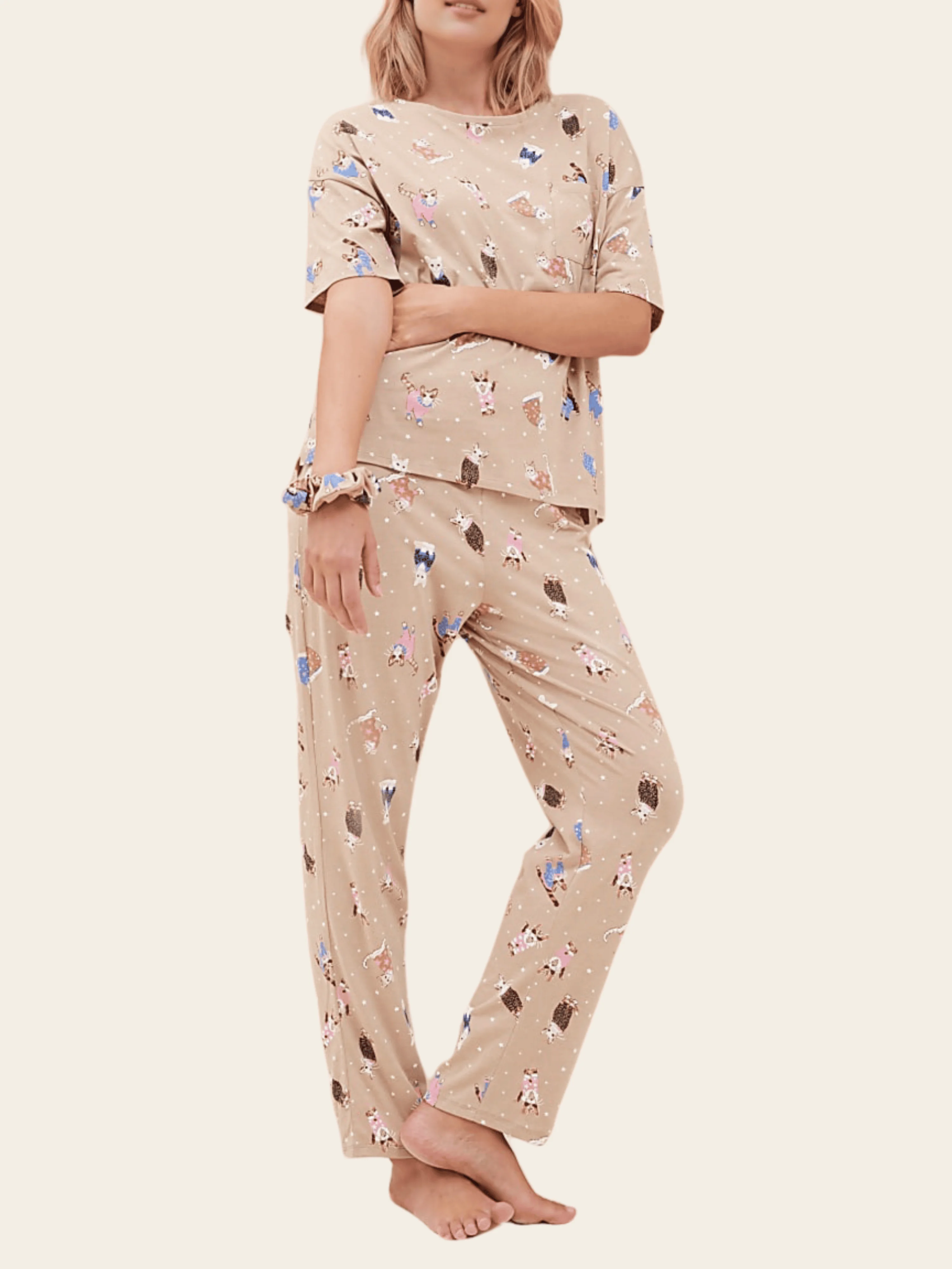 Amber Cat Nap Cotton Pyjama Set