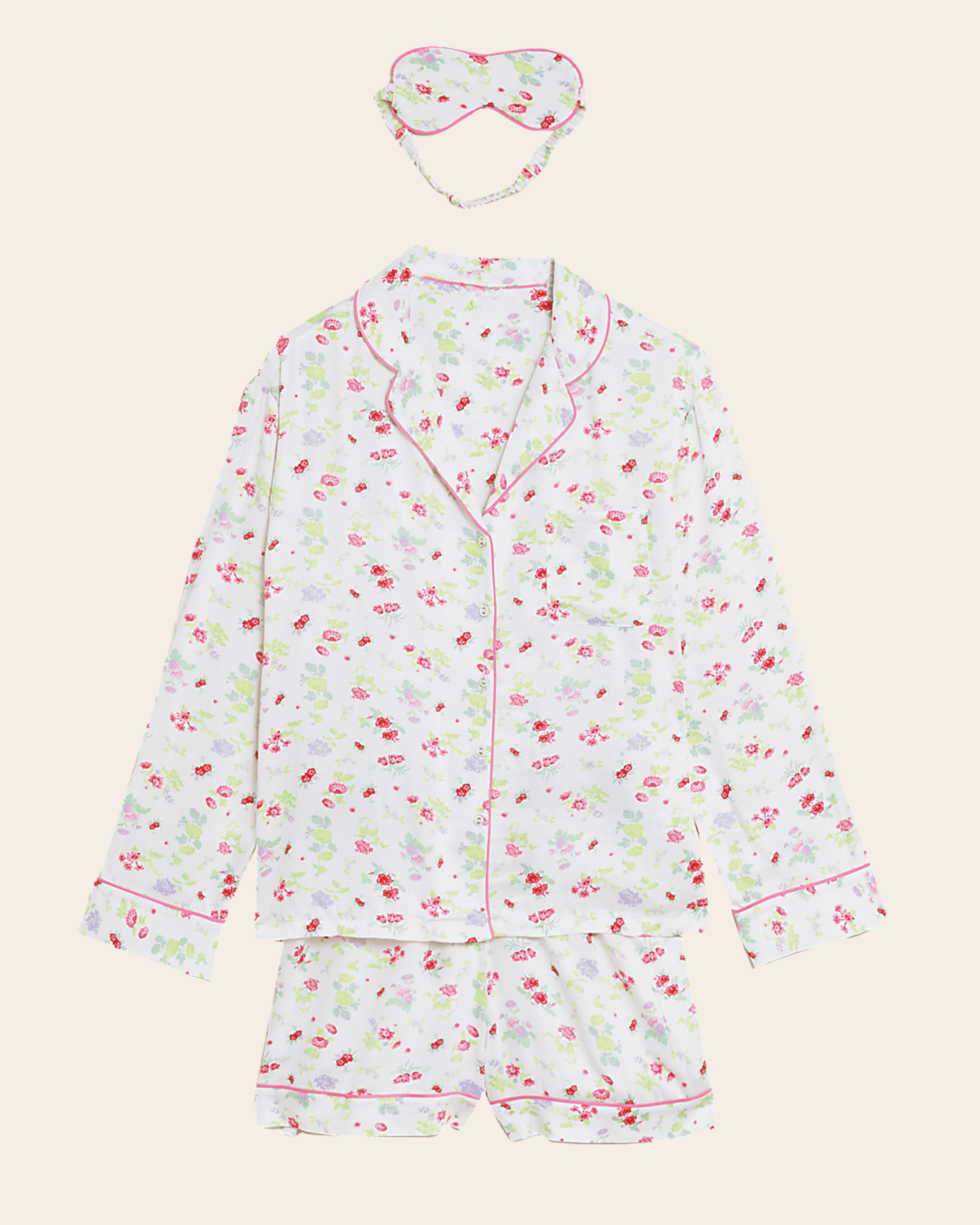 Floral Viscose Notched Lapel Sleep Top