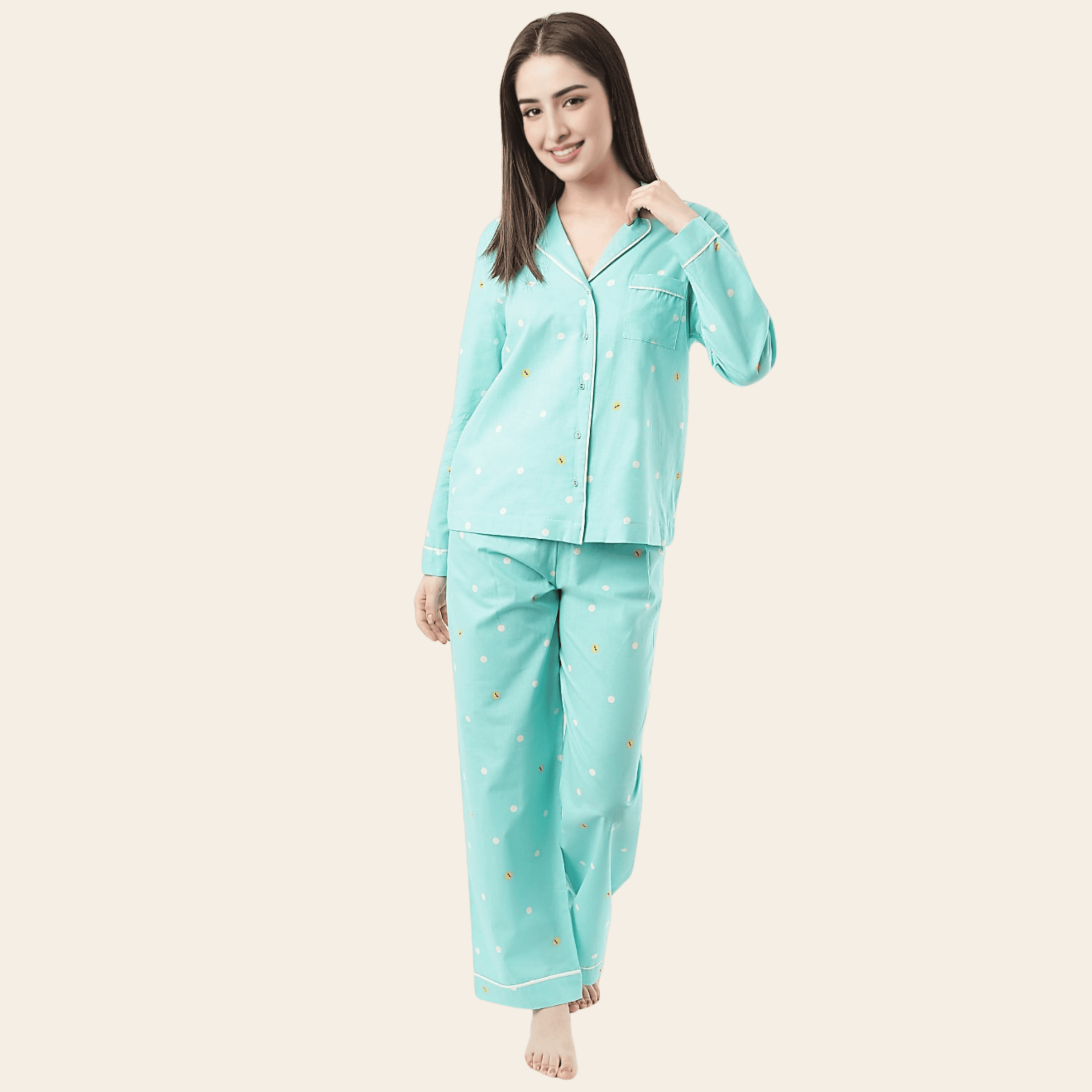 Pure Cotton Polka Dot Pyjama Set