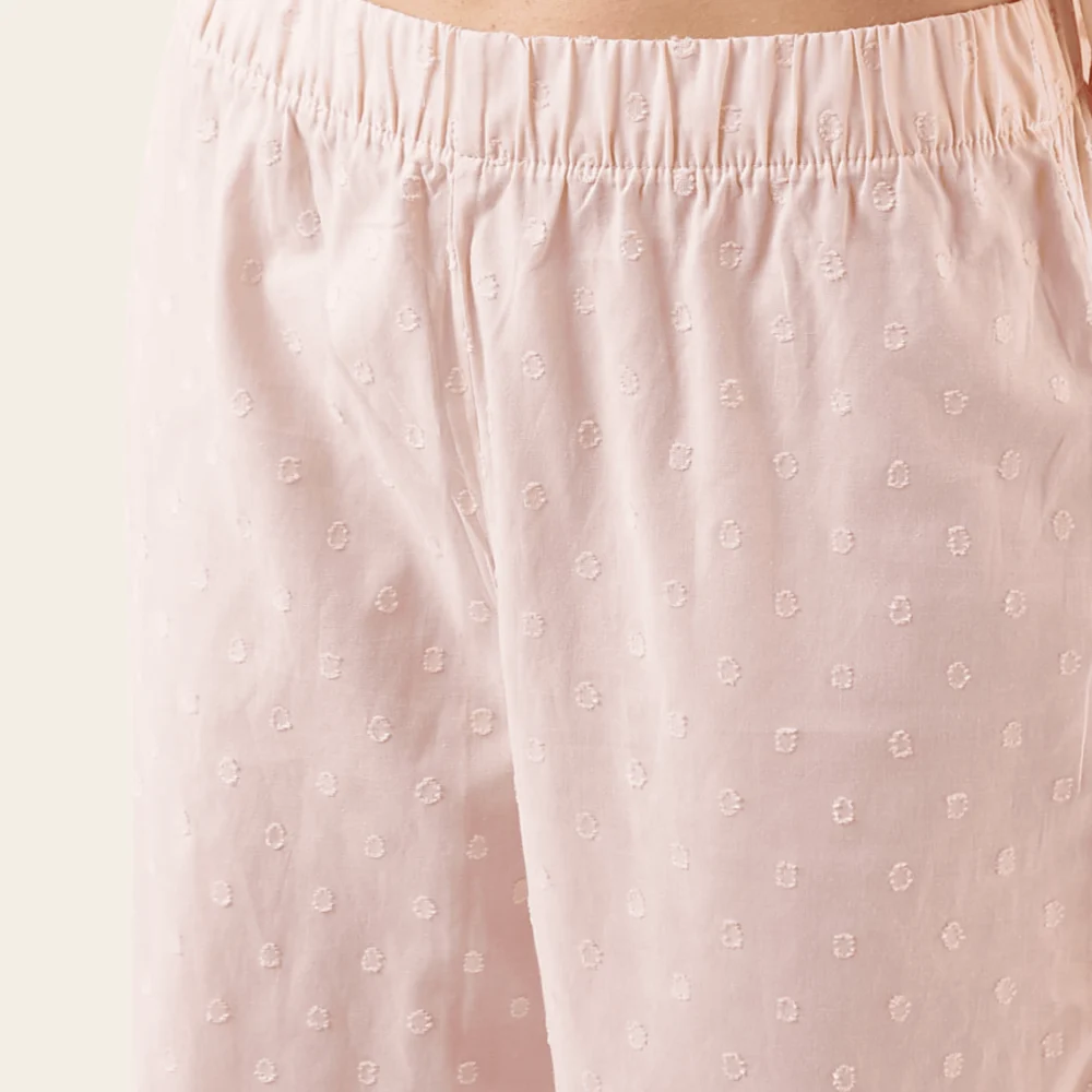 Blush Pink Cotton Square Neck Pyjama Set