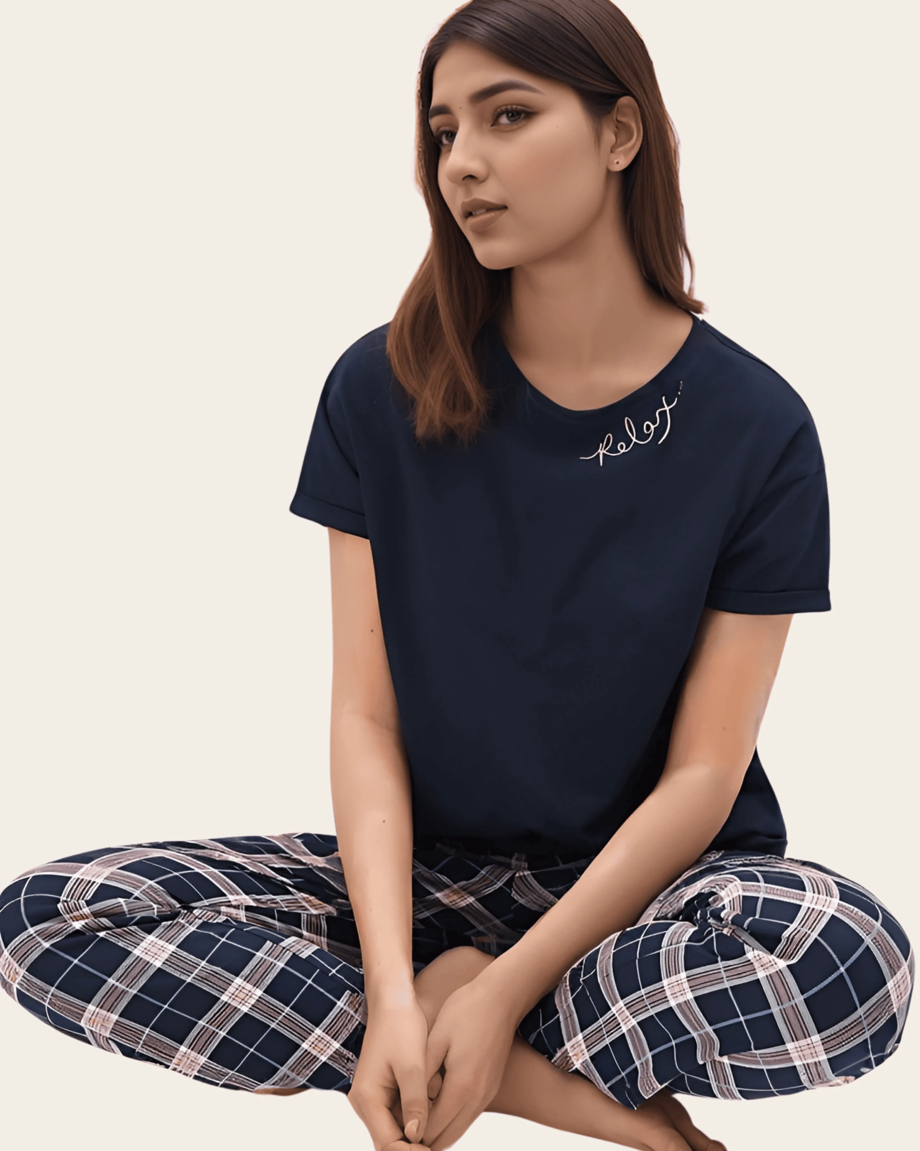 Relaxed Blue Checks Pajama Set