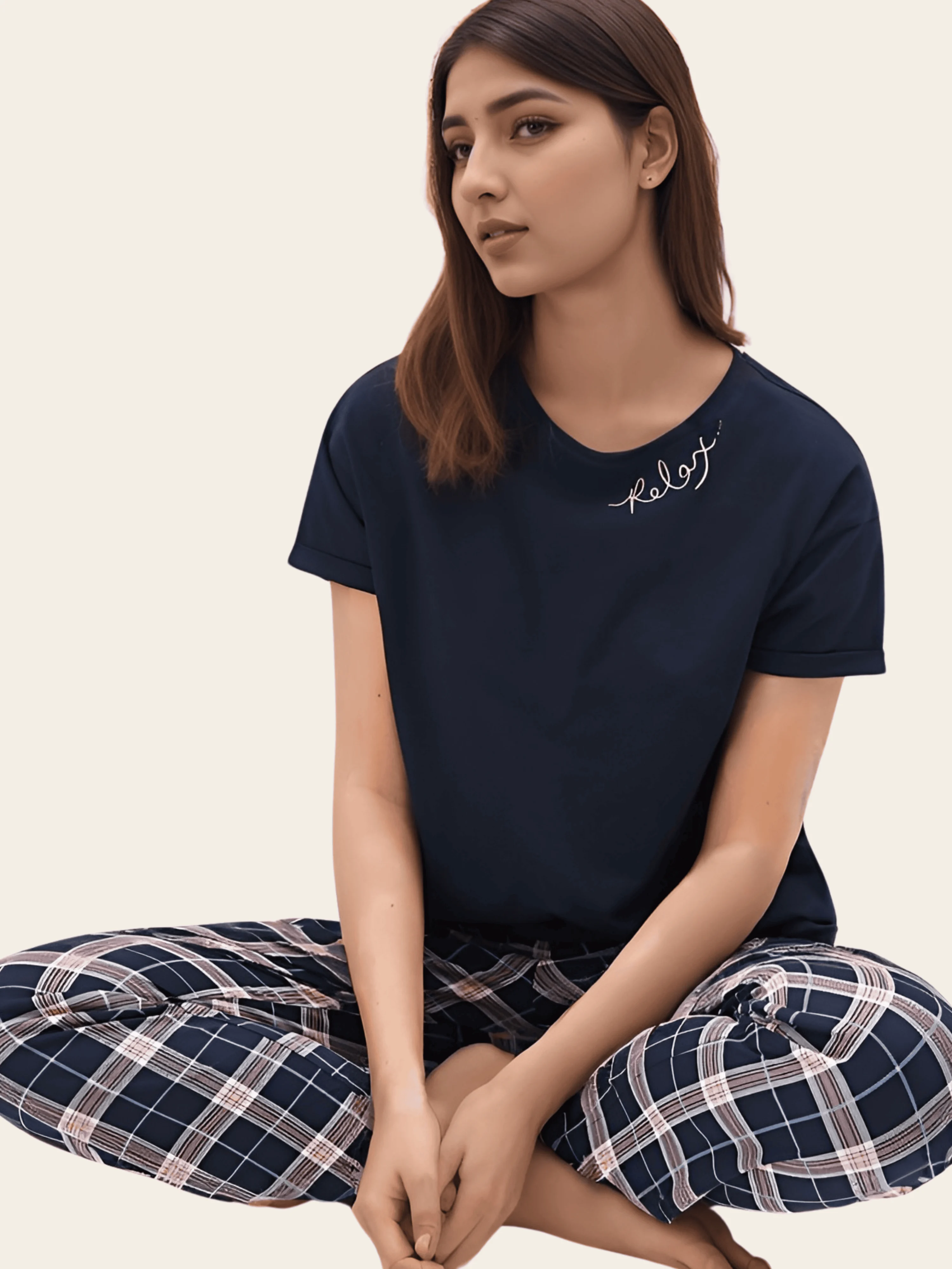 Relaxed Blue Checks Pajama Set