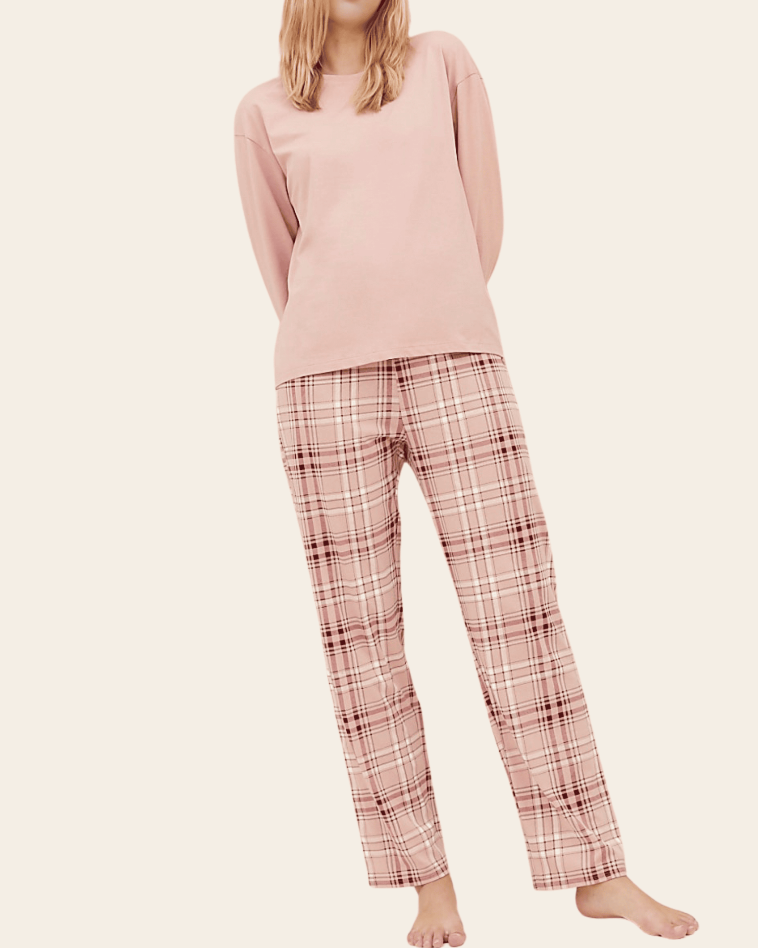 Blush Check Pure Cotton Pyjama Set