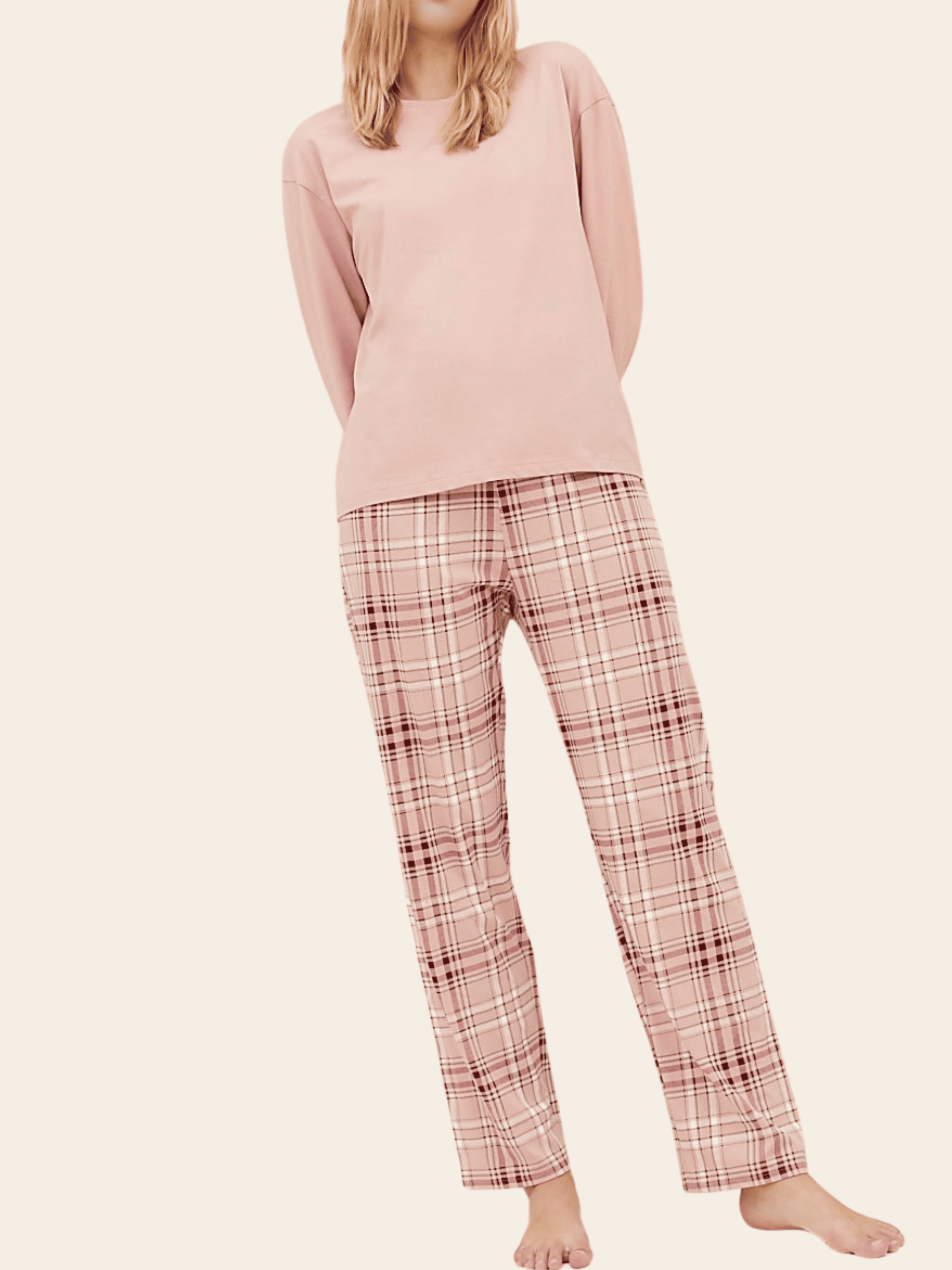 Blush Check Pure Cotton Pyjama Set