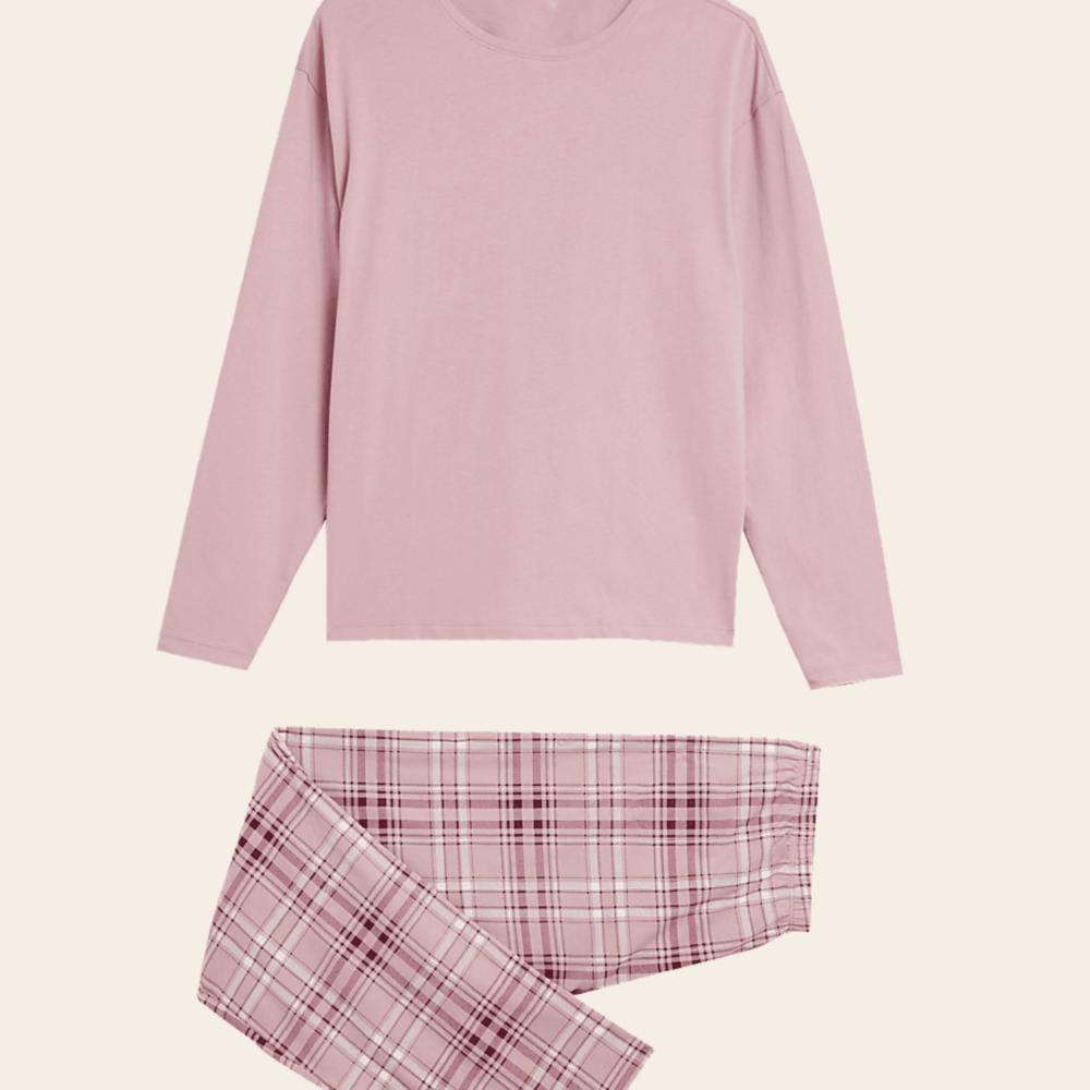 Blush Check Pure Cotton Pyjama Set
