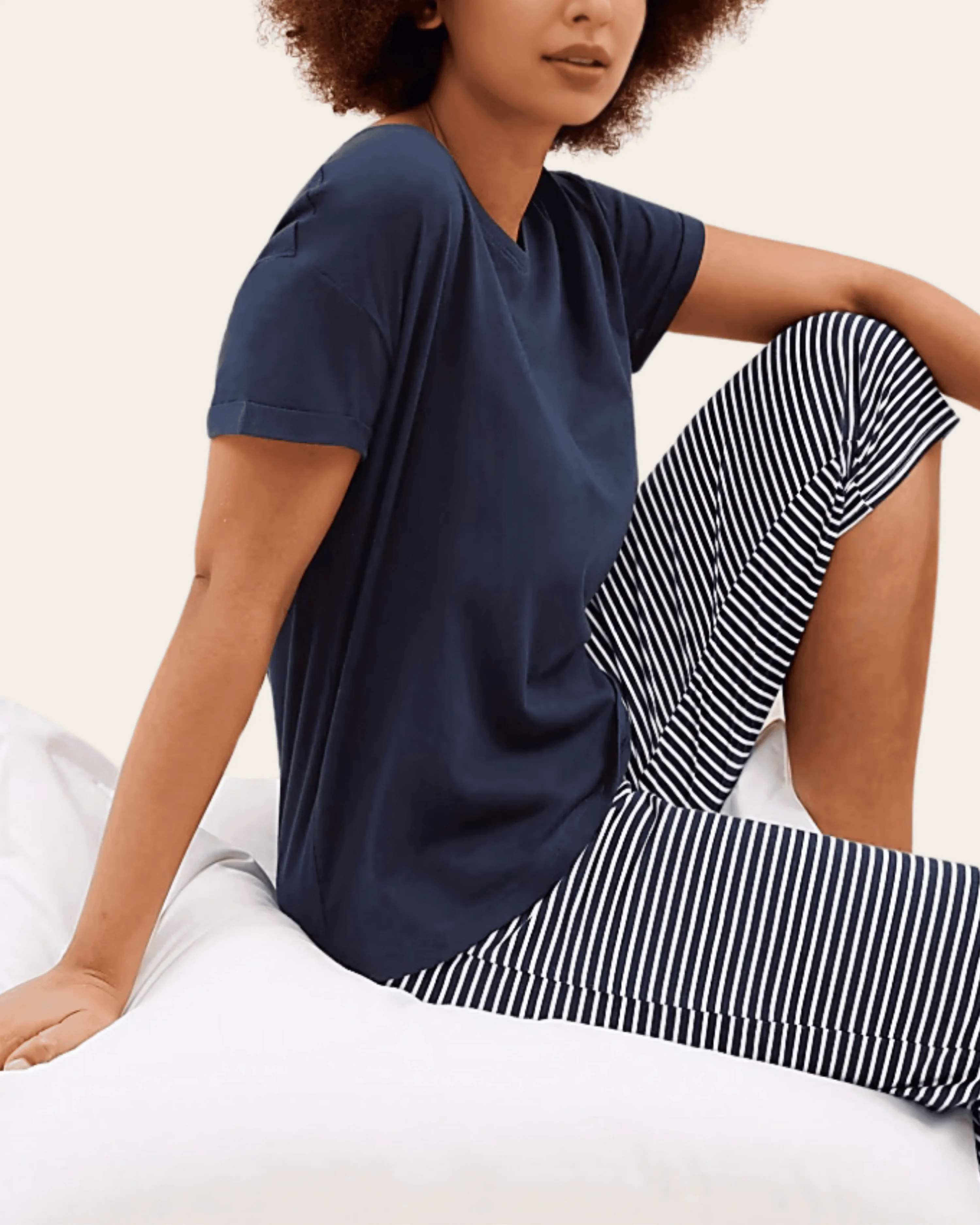Navy Striped Cotton Summer Co-Ord