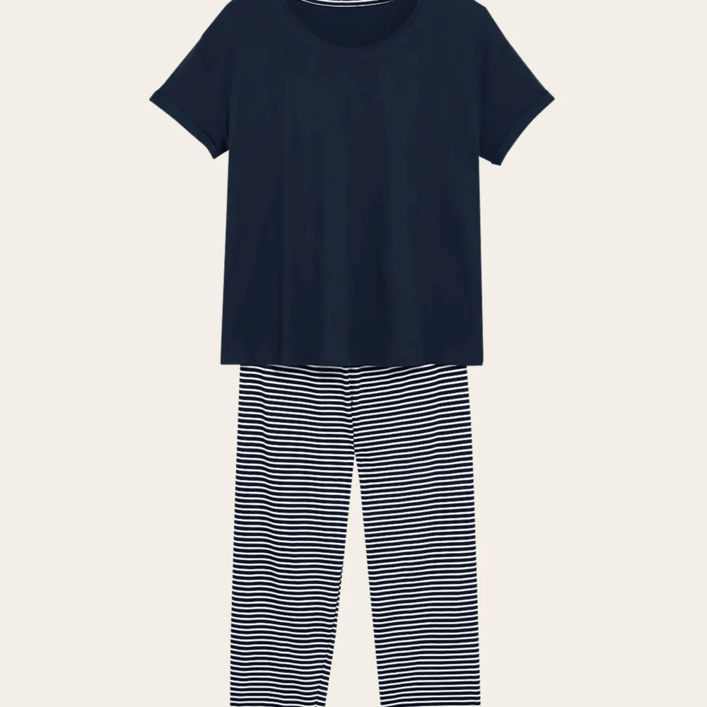 Navy Striped Cotton Summer Co-Ord