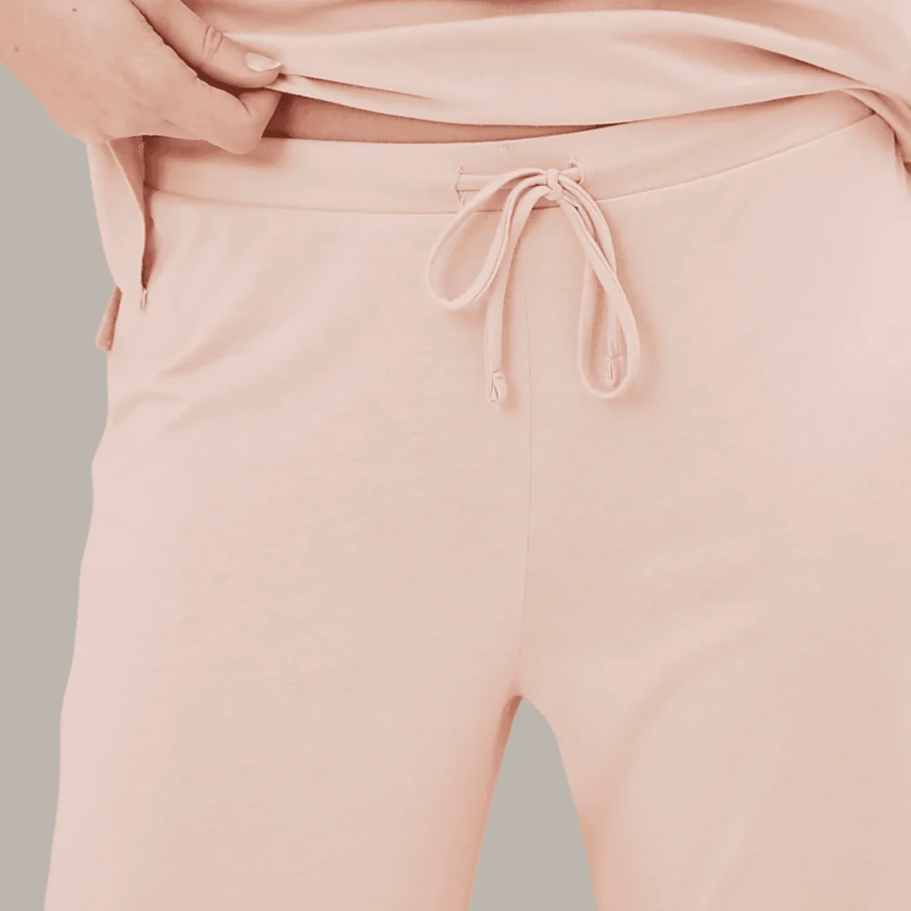 Soft Pink Lace Trim Cotton Modal Pyjama Set