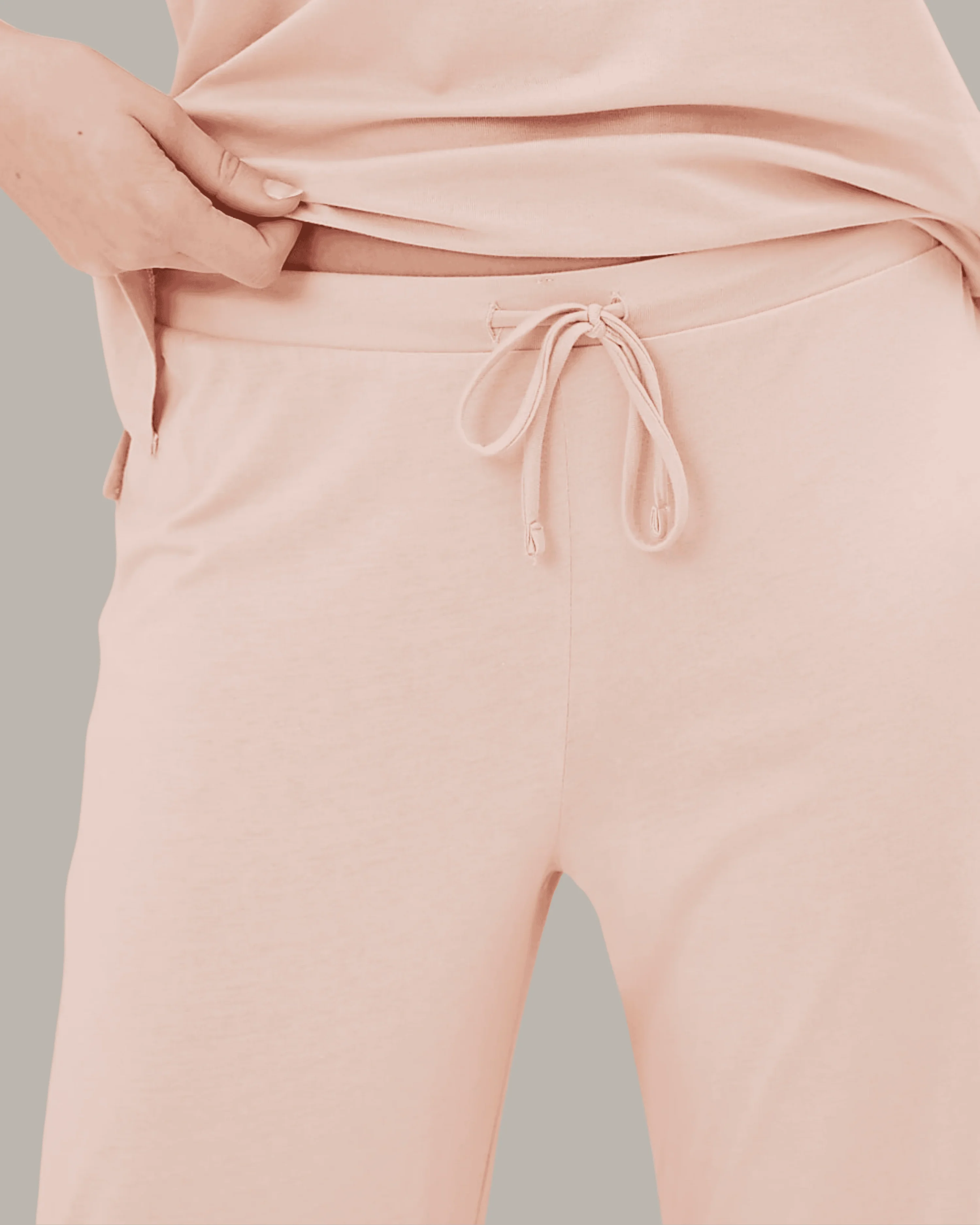 Soft Pink Lace Trim Cotton Modal Pyjama Set