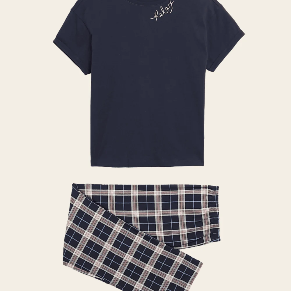 Relaxed Blue Checks Pajama Set