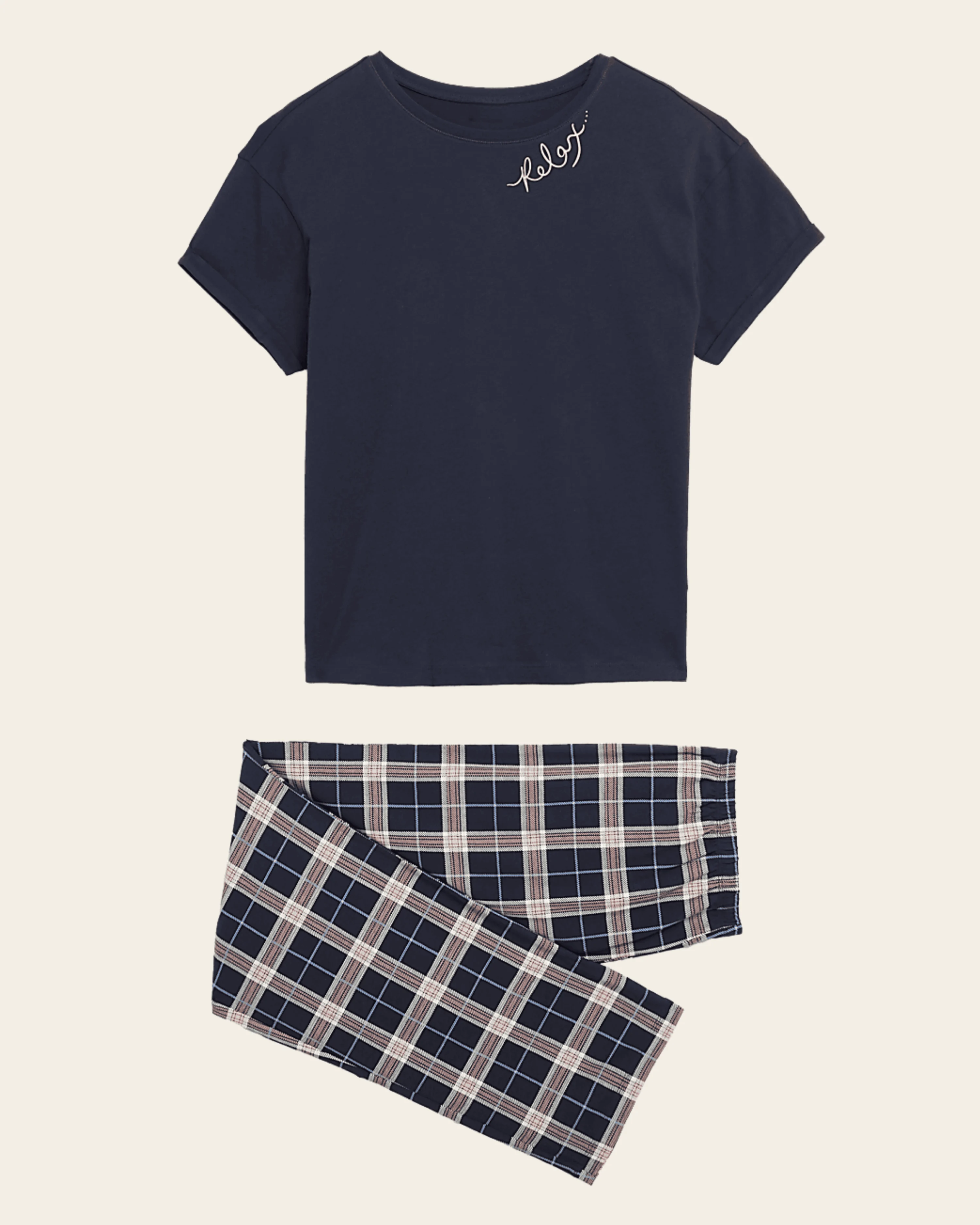 Relaxed Blue Checks Pajama Set