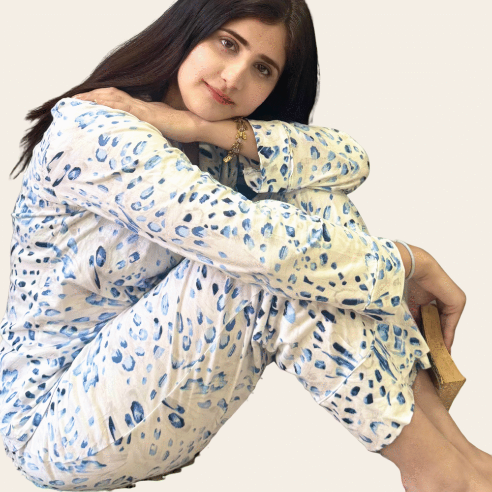 Blue Leopard Lounge Set