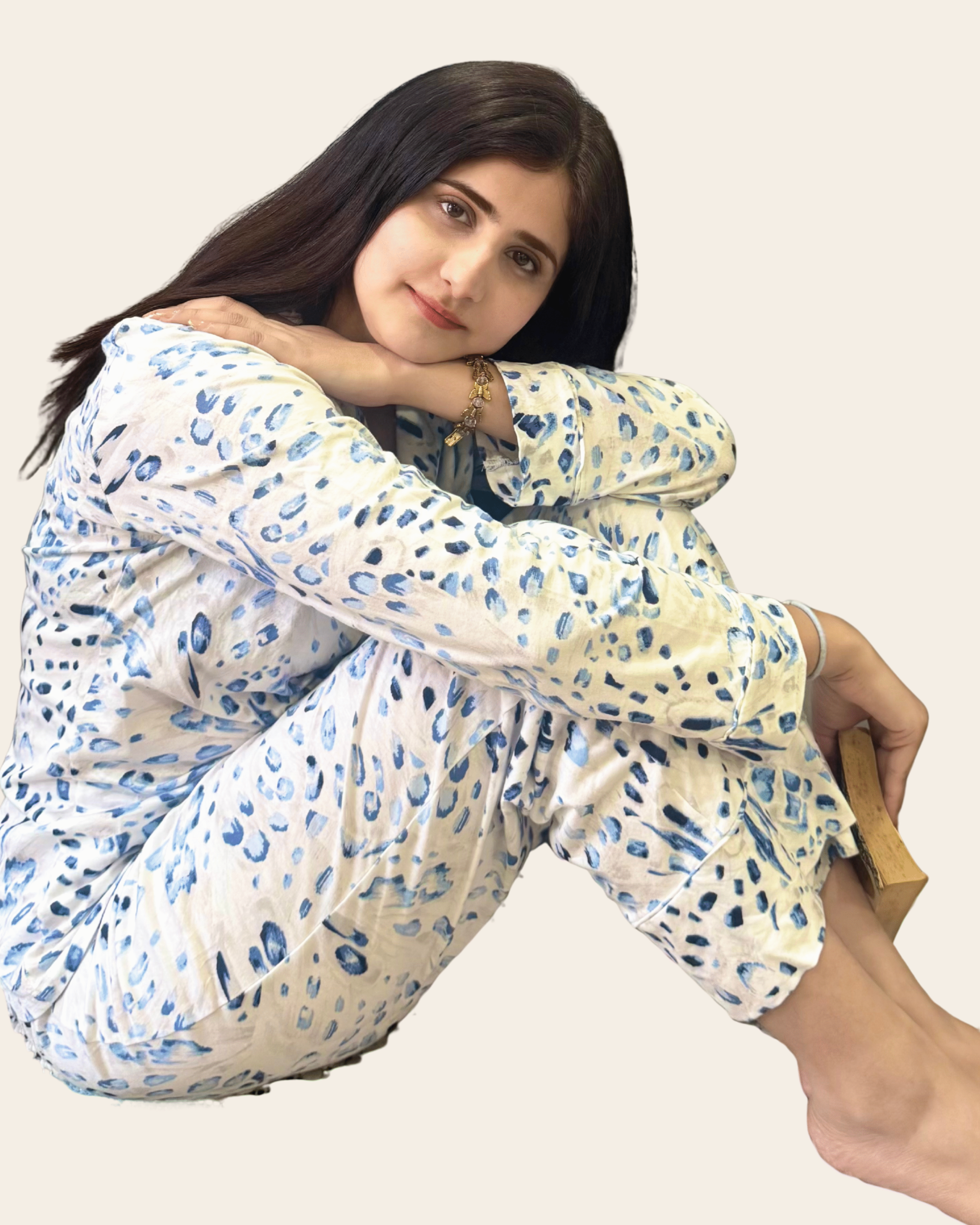 Blue Leopard Lounge Set