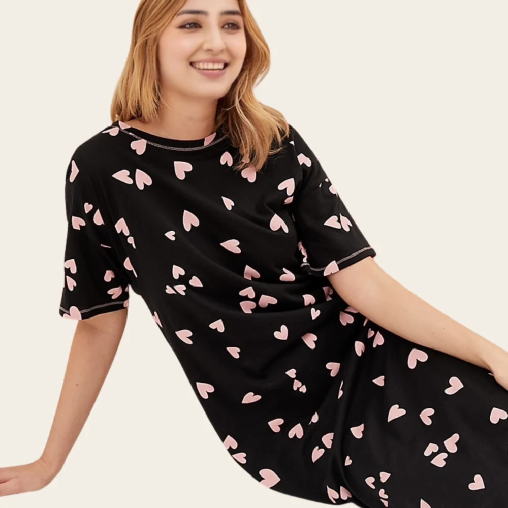 Midnight Hearts Cotton Nightdress