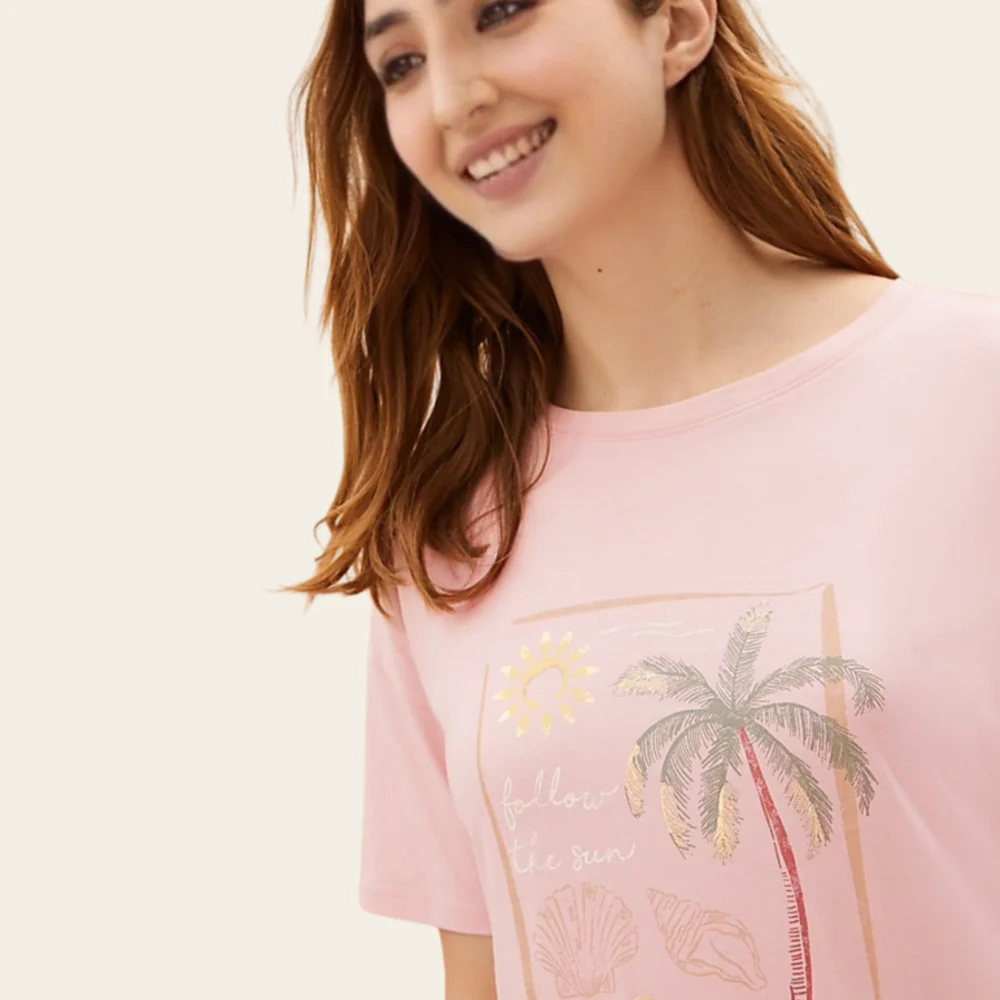 Blush Palm Graphic Sleep Tee