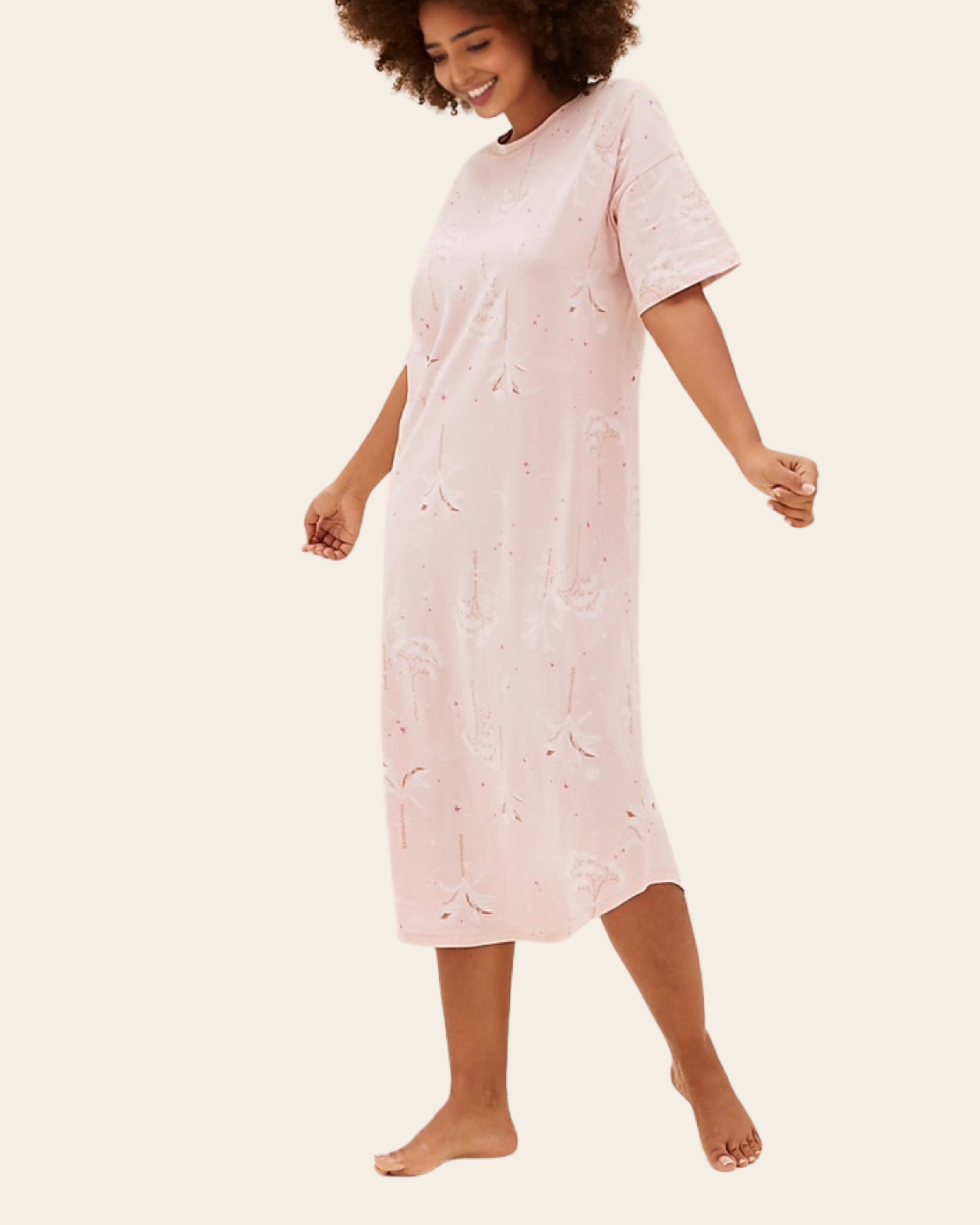 Pink Palm Midi Nightdress