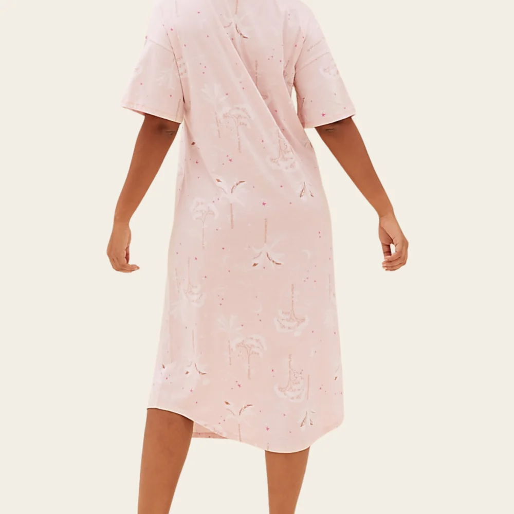 Pink Palm Midi Nightdress