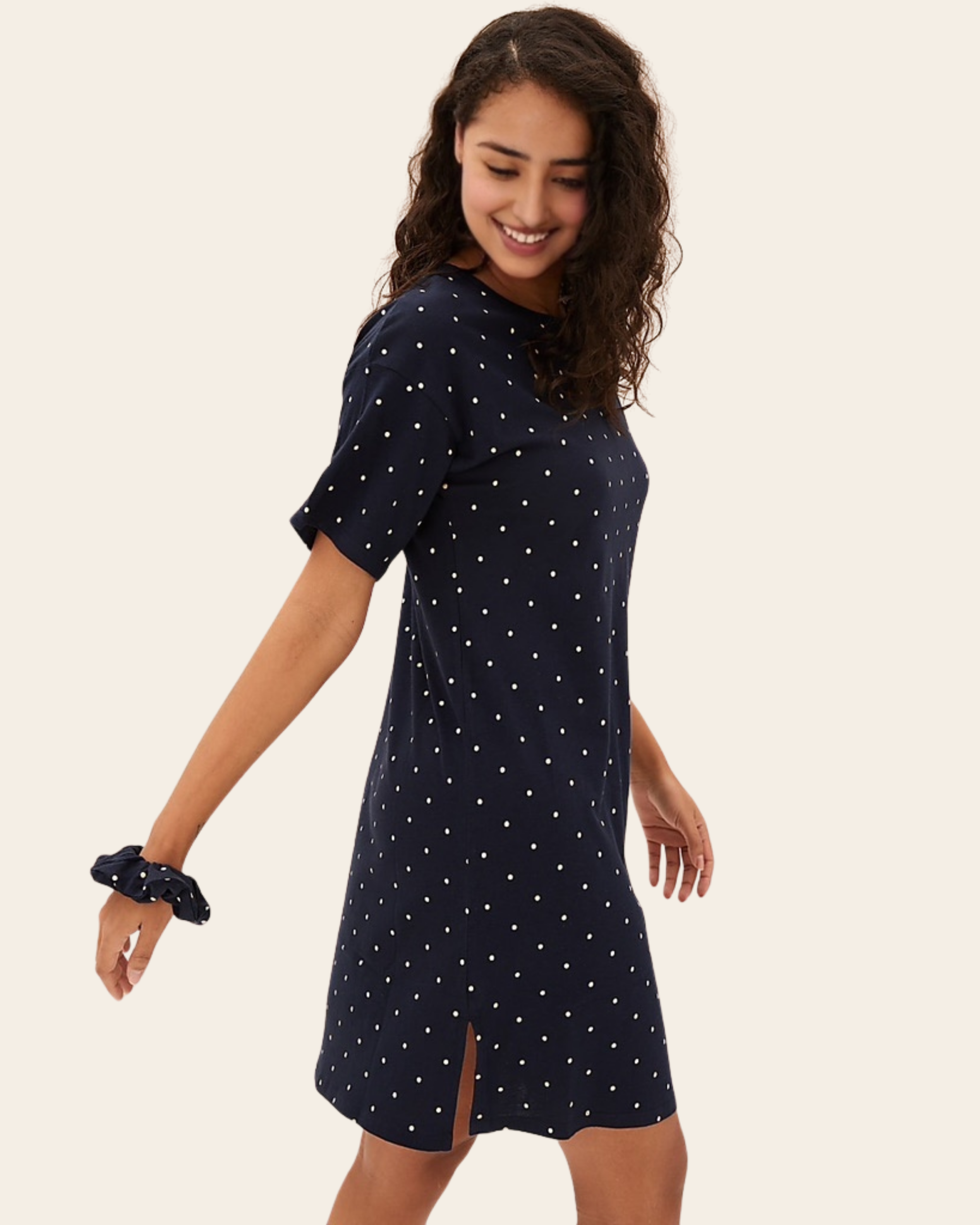 Navy Polka Dot Nightdress