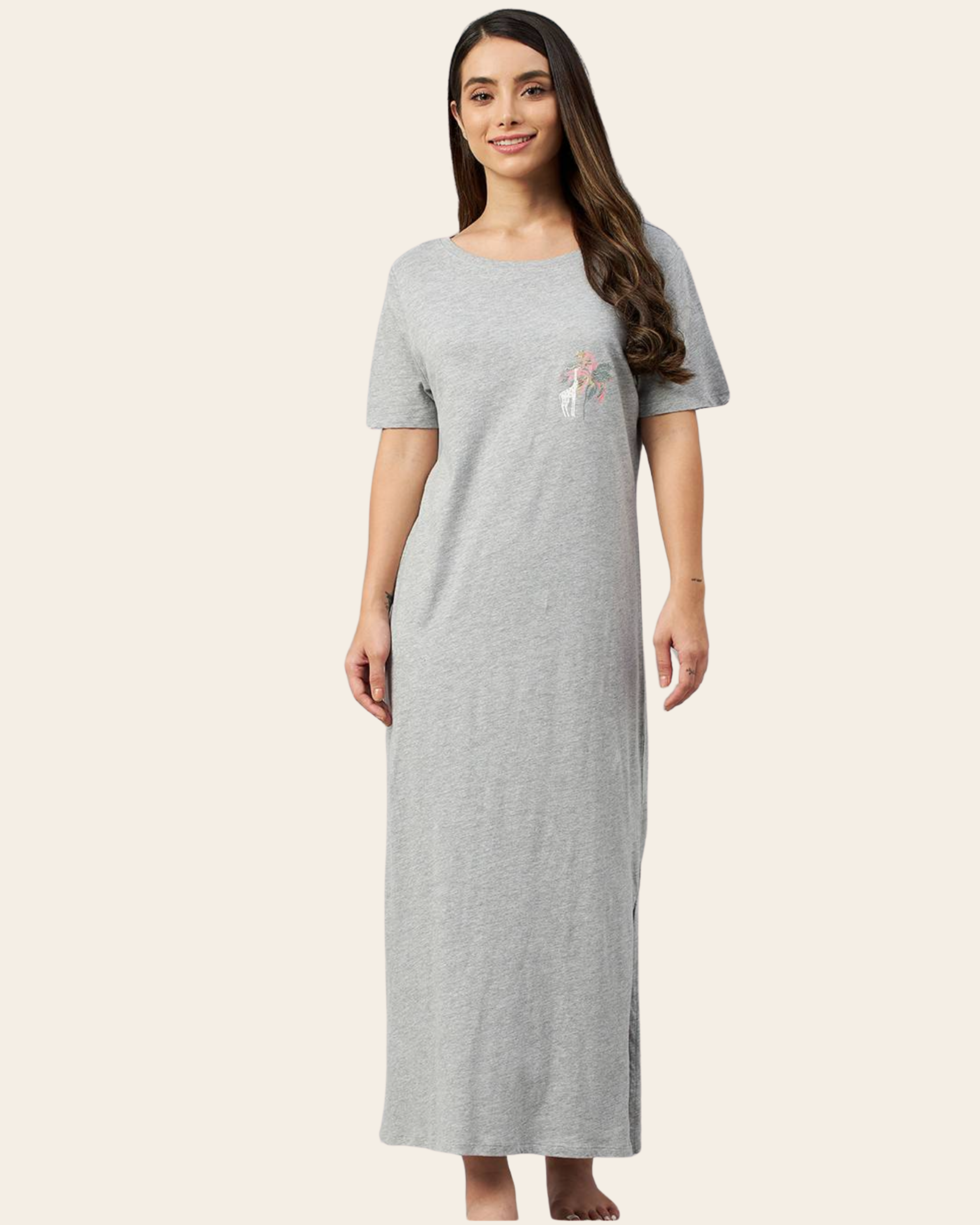 Grey Lounge Longline Nightdress