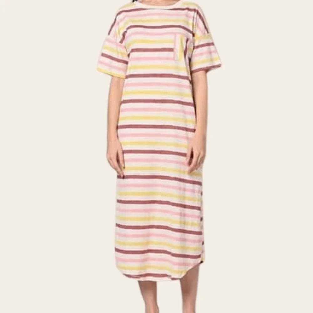 Pastel Stripes Pocket Tee Dress
