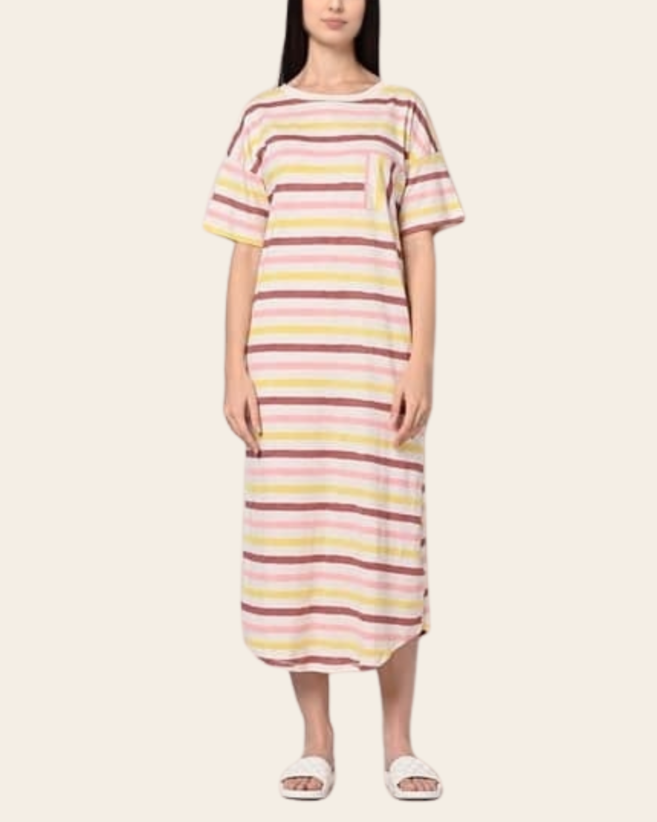 Pastel Stripes Pocket Tee Dress