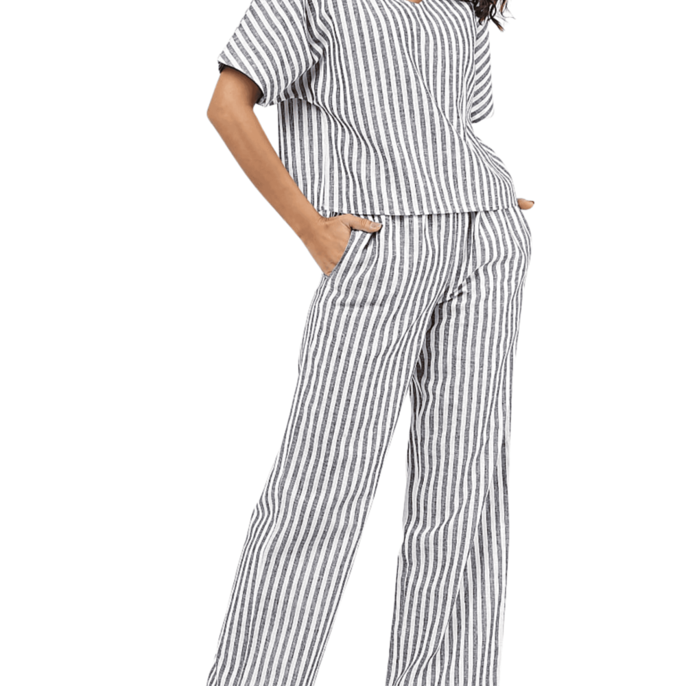 Charcoal Stripe Lounge Set